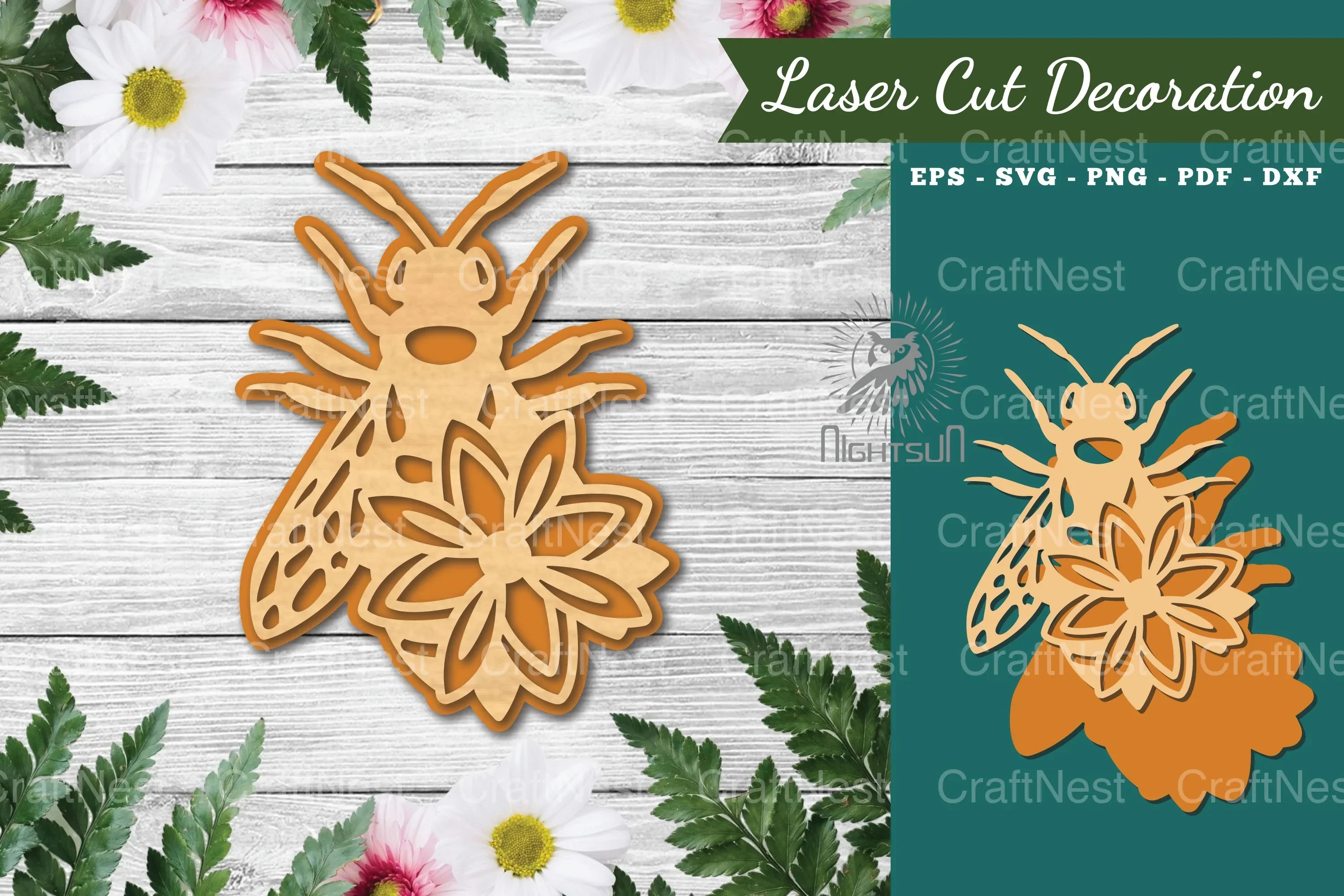 Flower Bee Laser Cut Decoration Clipart Bundle