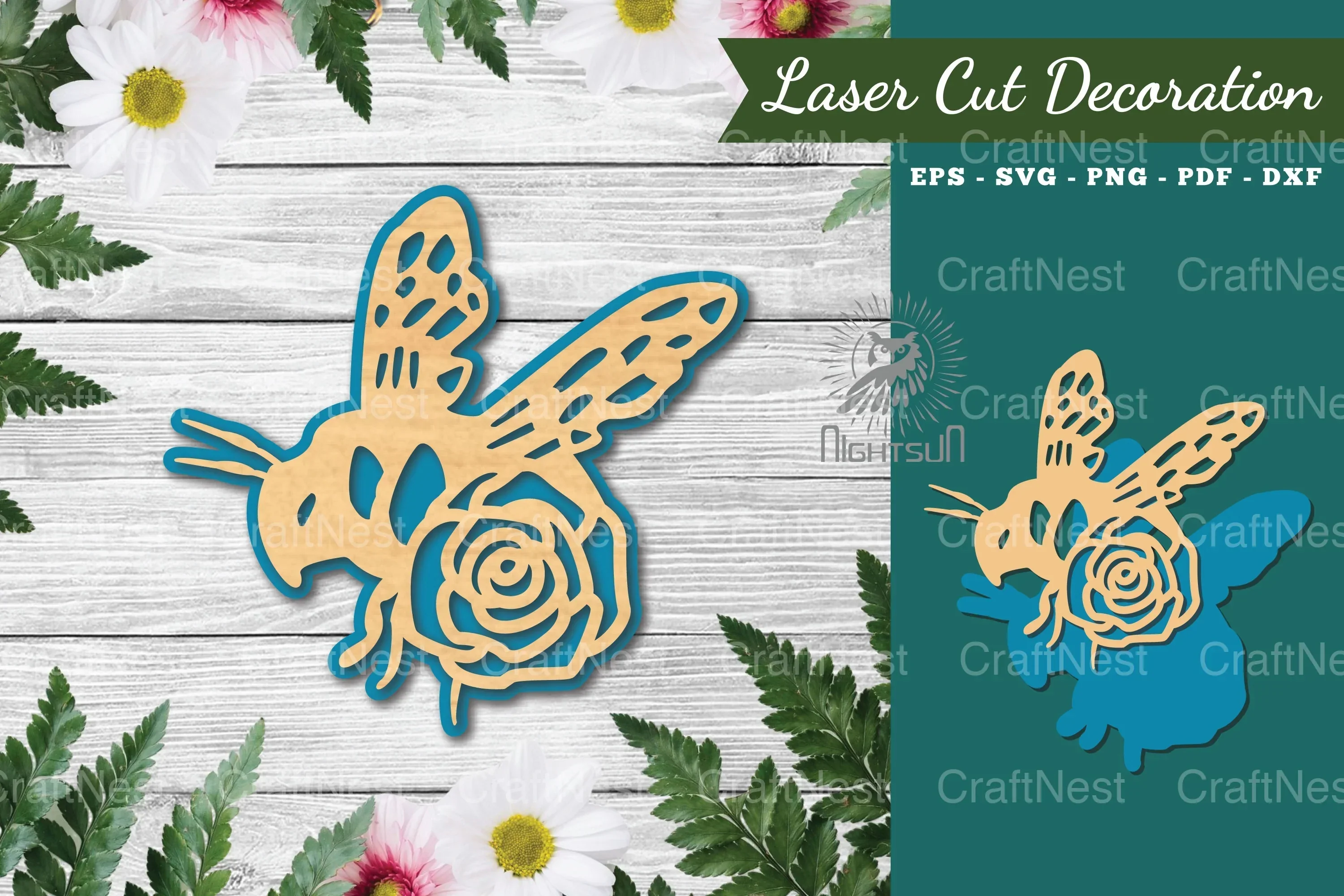 Flower Bee Laser Cut Decoration Clipart Bundle