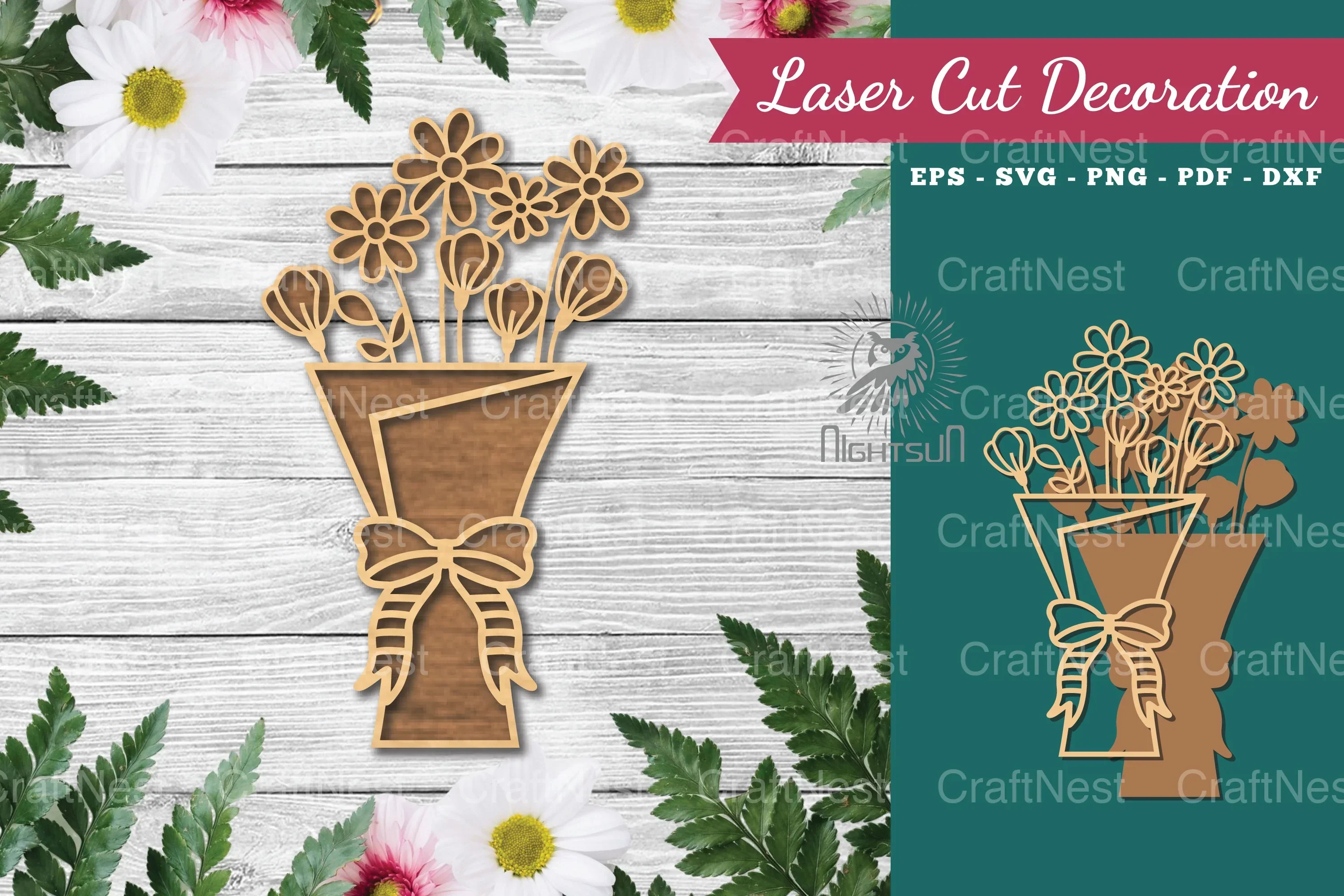 Flower Bouquet Laser Cut Decoration Clipart Bundle