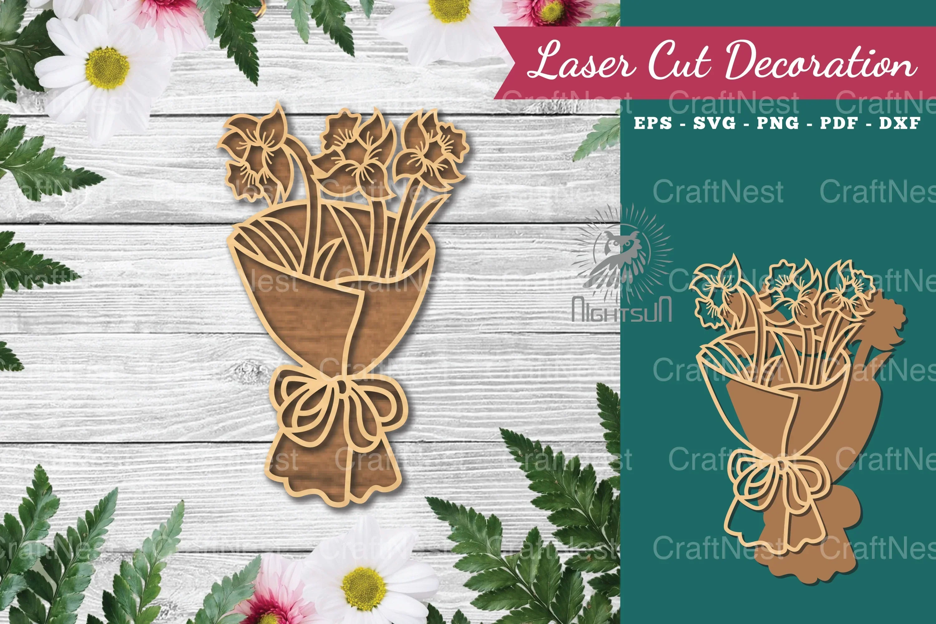 Flower Bouquet Laser Cut Decoration Clipart Bundle