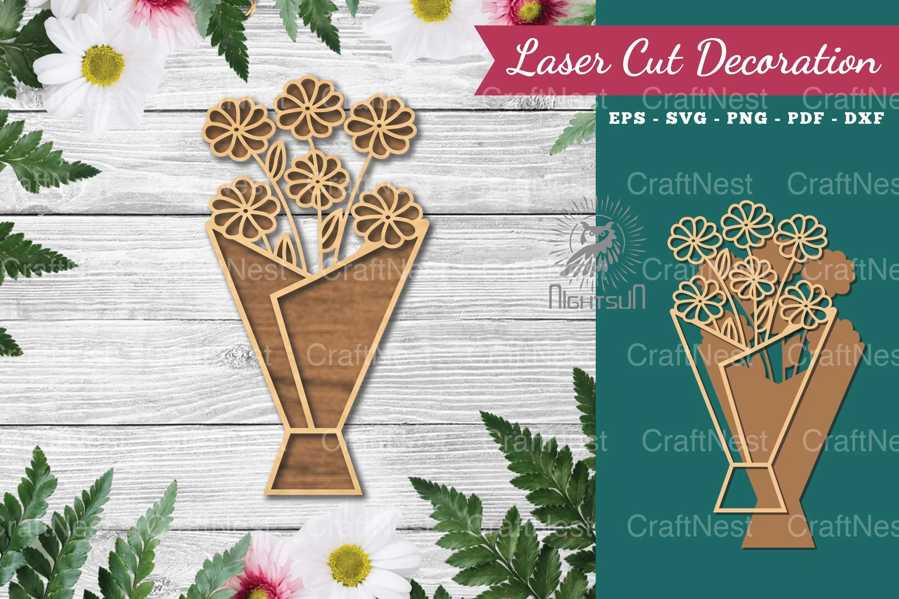 Flower Bouquet Laser Cut Decoration Clipart Bundle