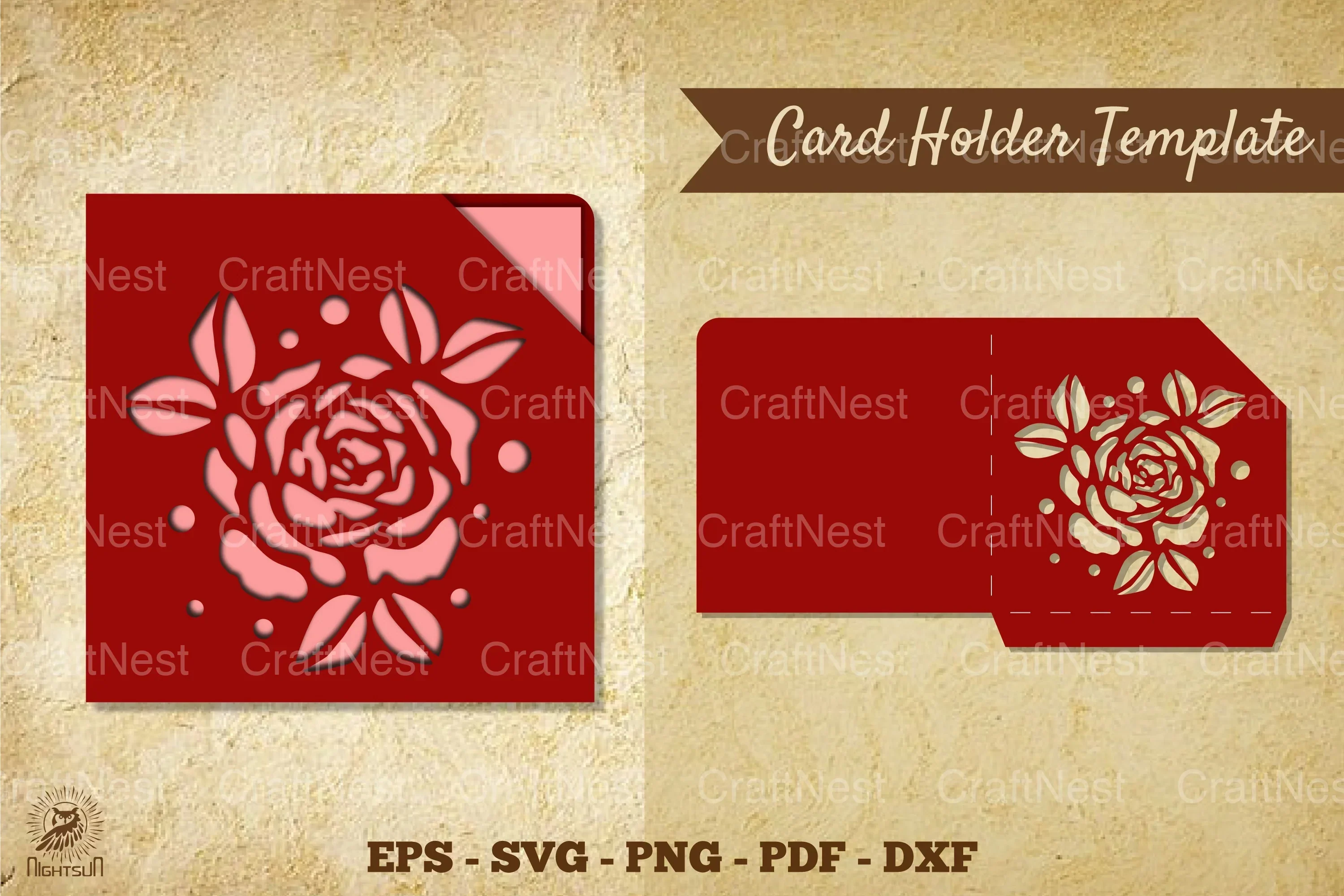 Flower Card Holder Template SVG - Clipart Bundle
