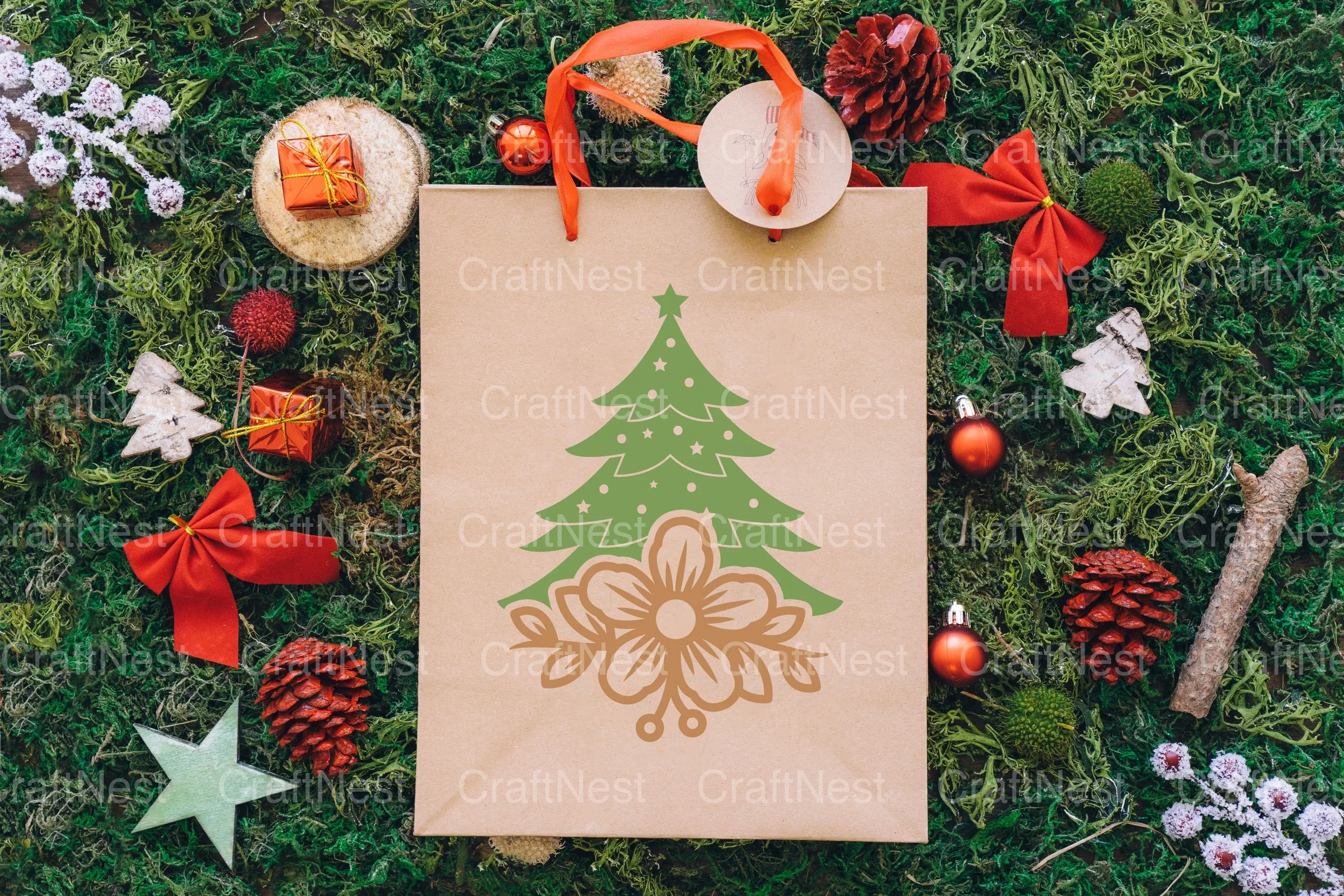 Flower Christmas Element Silhouette Clipart Bundle