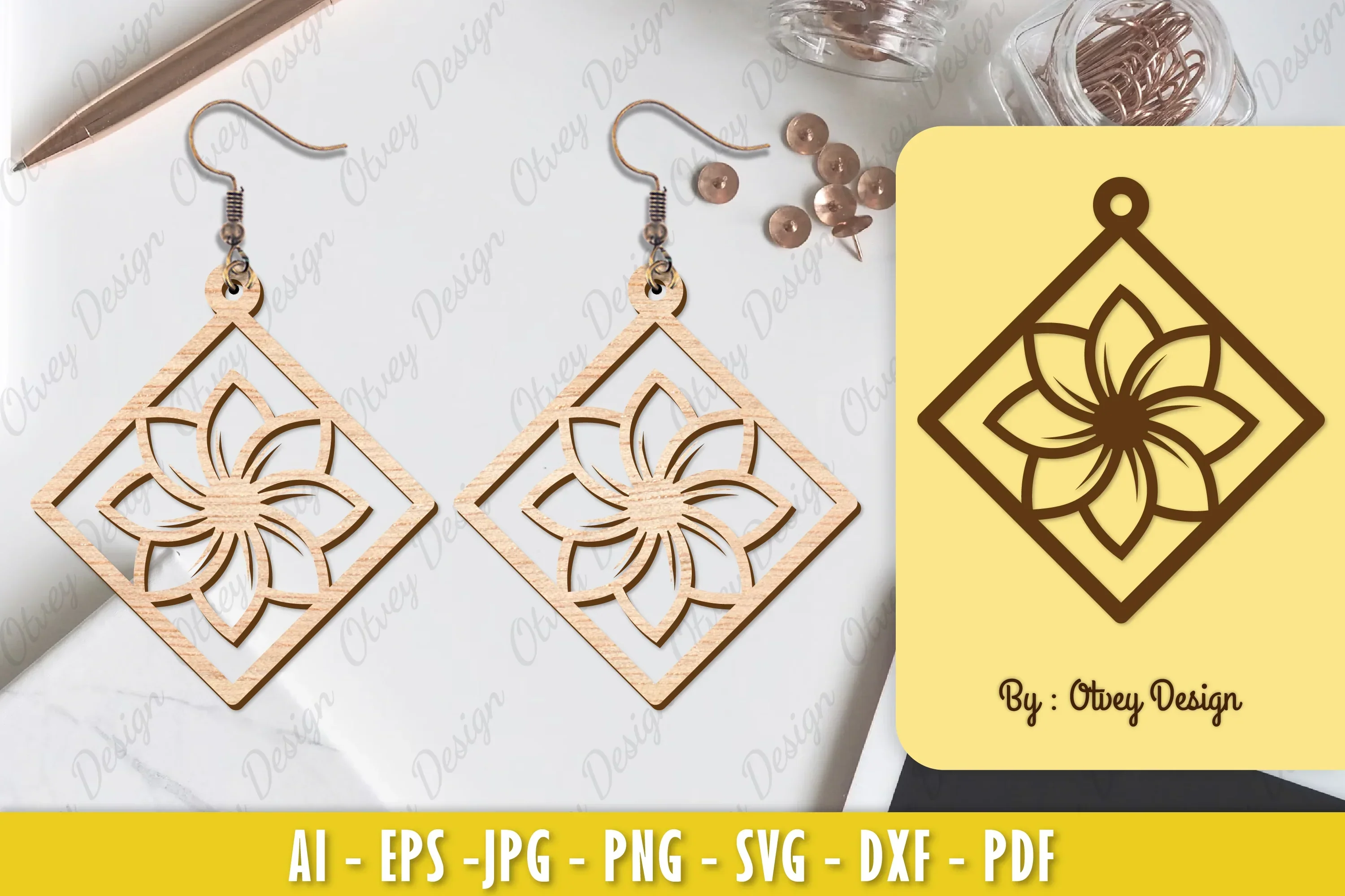 Flower Earring Laser Cut SVG Bundle