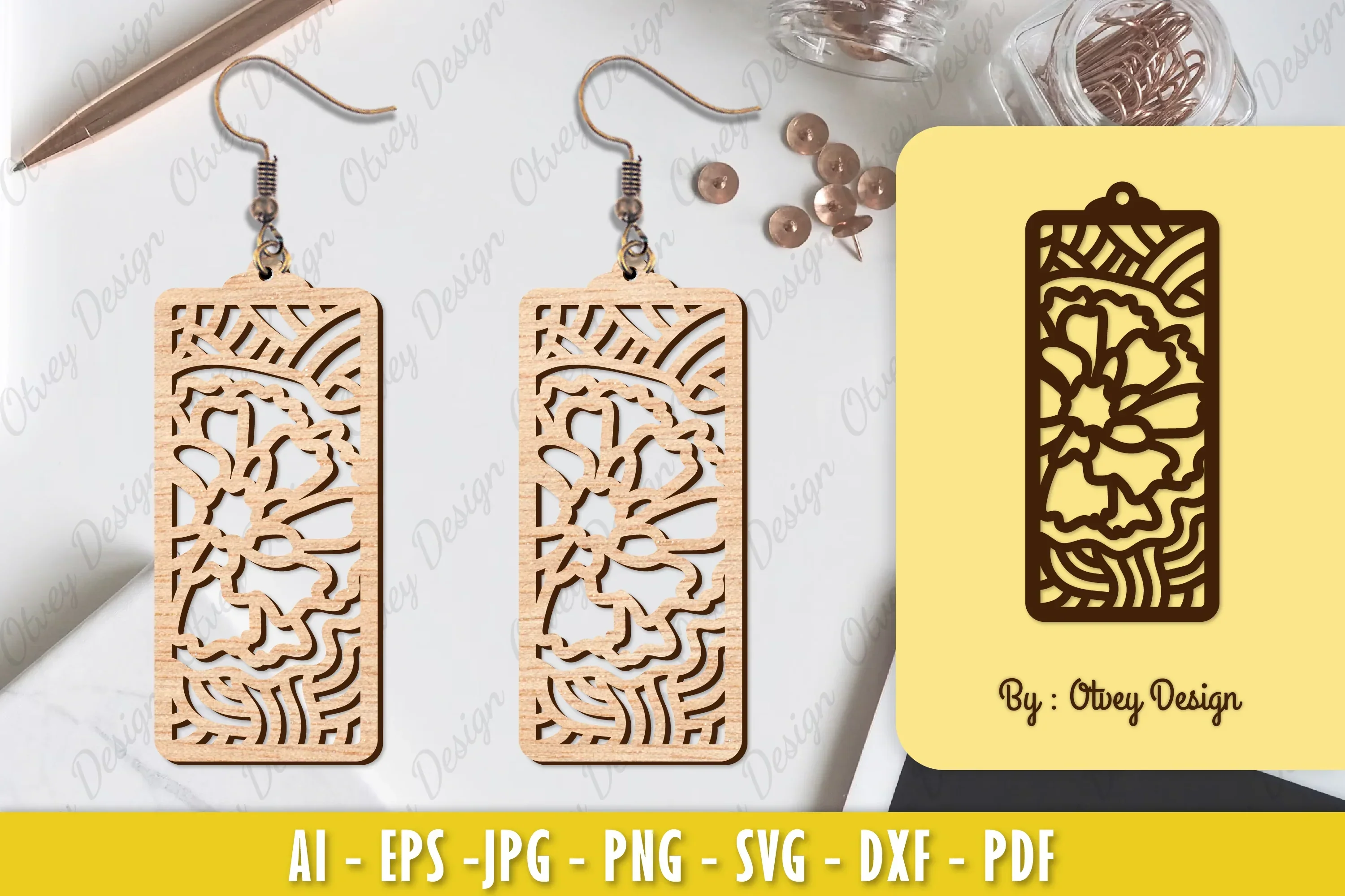 Flower Earring Laser Cut SVG Bundle