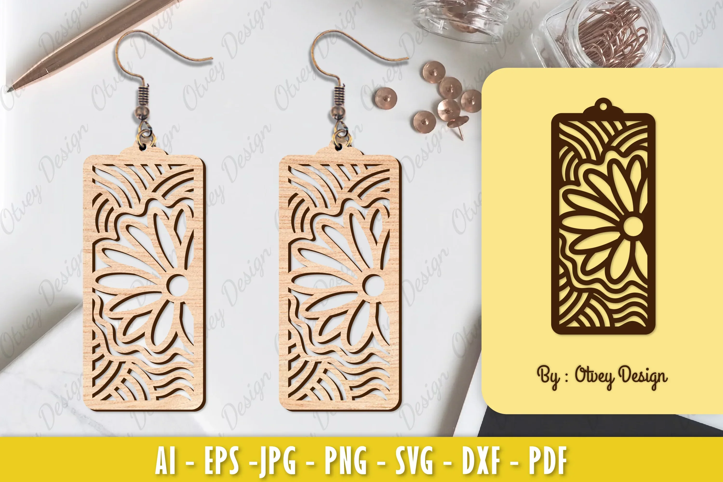 Flower Earring Laser Cut SVG Bundle