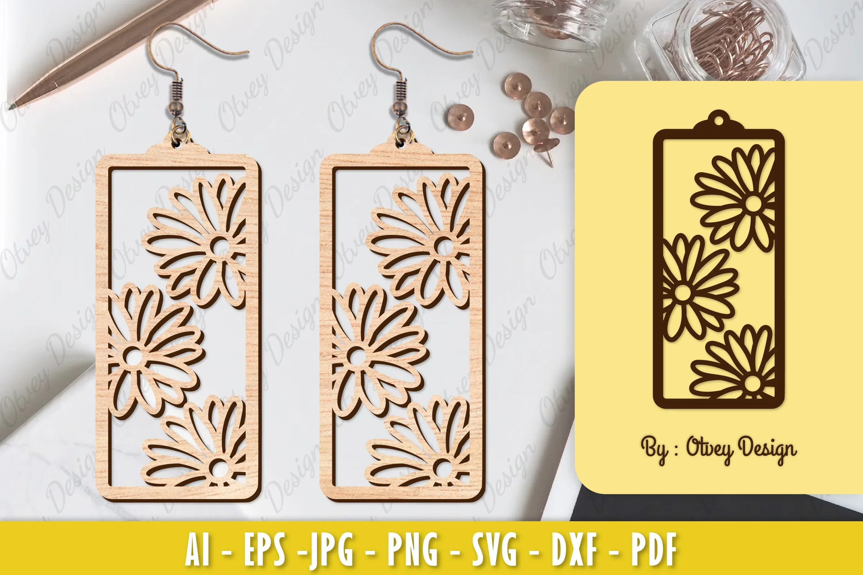 Flower Earring Laser Cut SVG Bundle