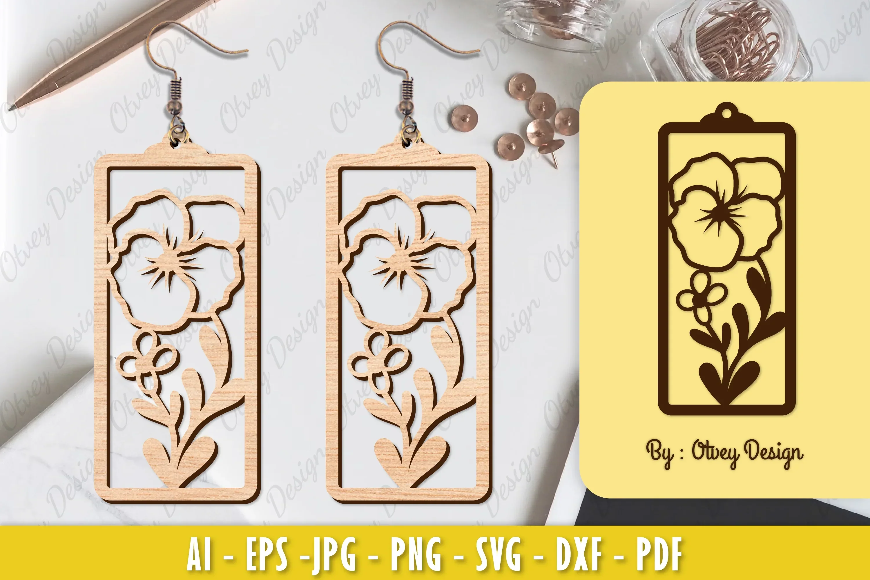 Flower Earring Laser Cut SVG Bundle