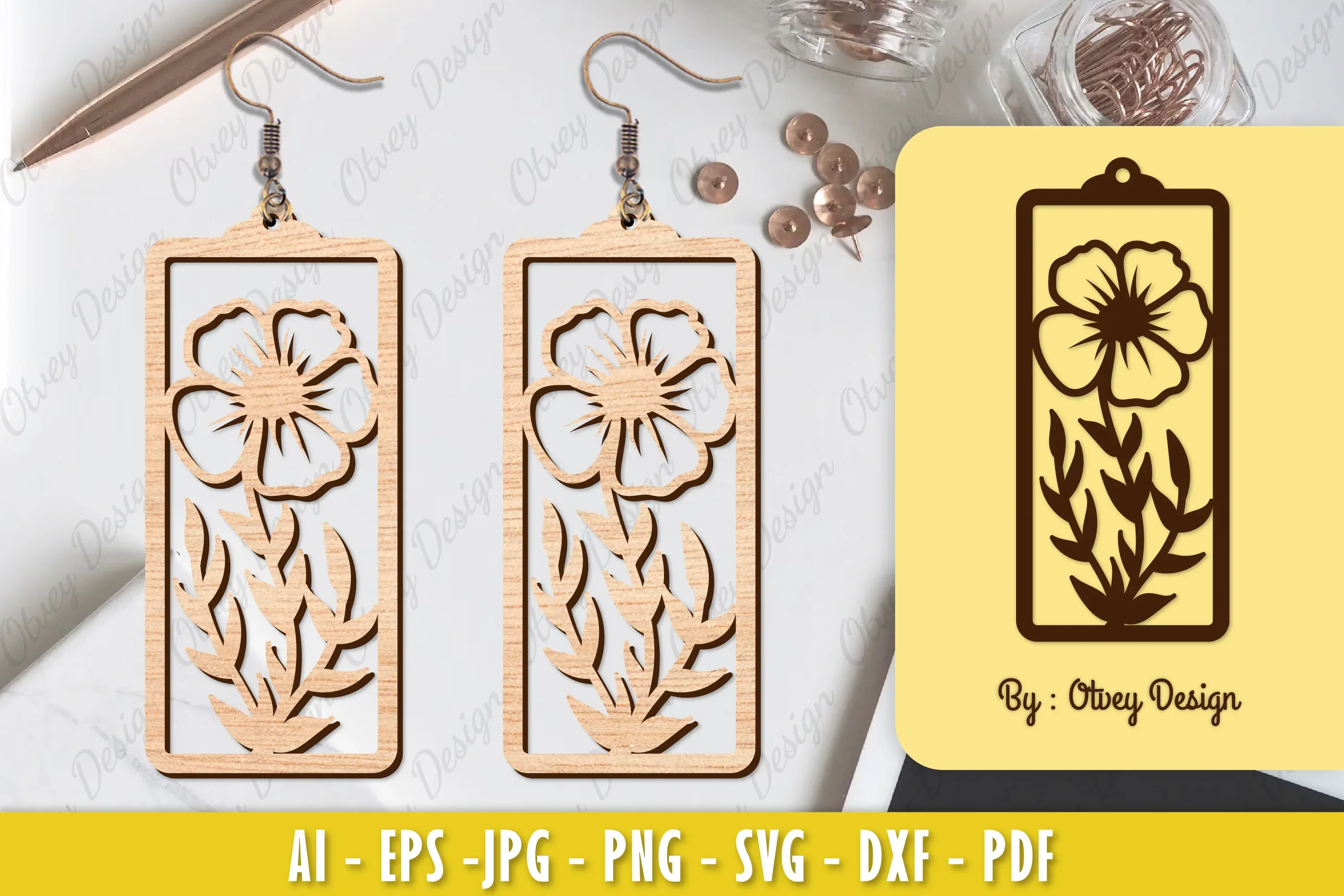 Flower Earring Laser Cut SVG Bundle
