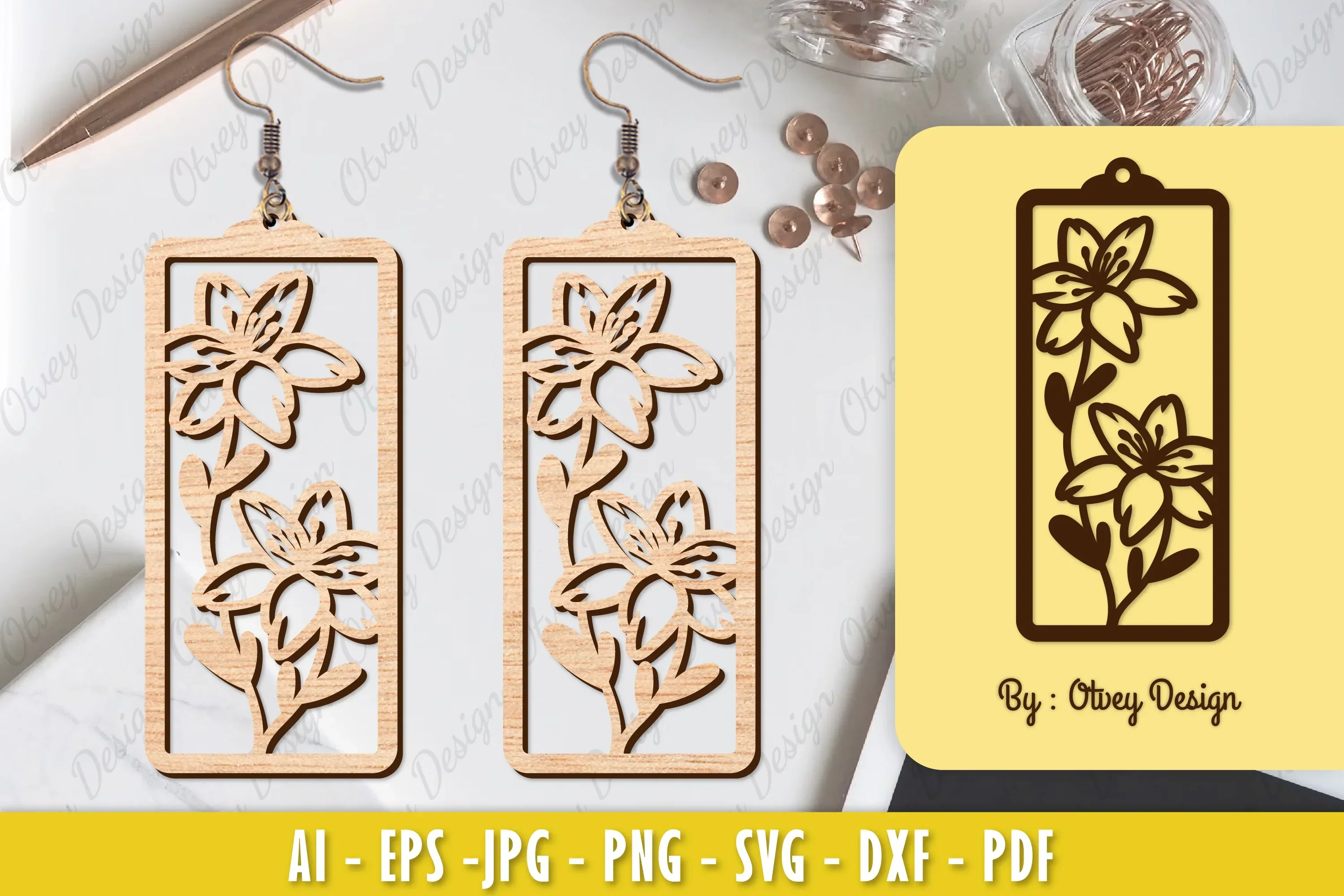 Flower Earring Laser Cut SVG Bundle