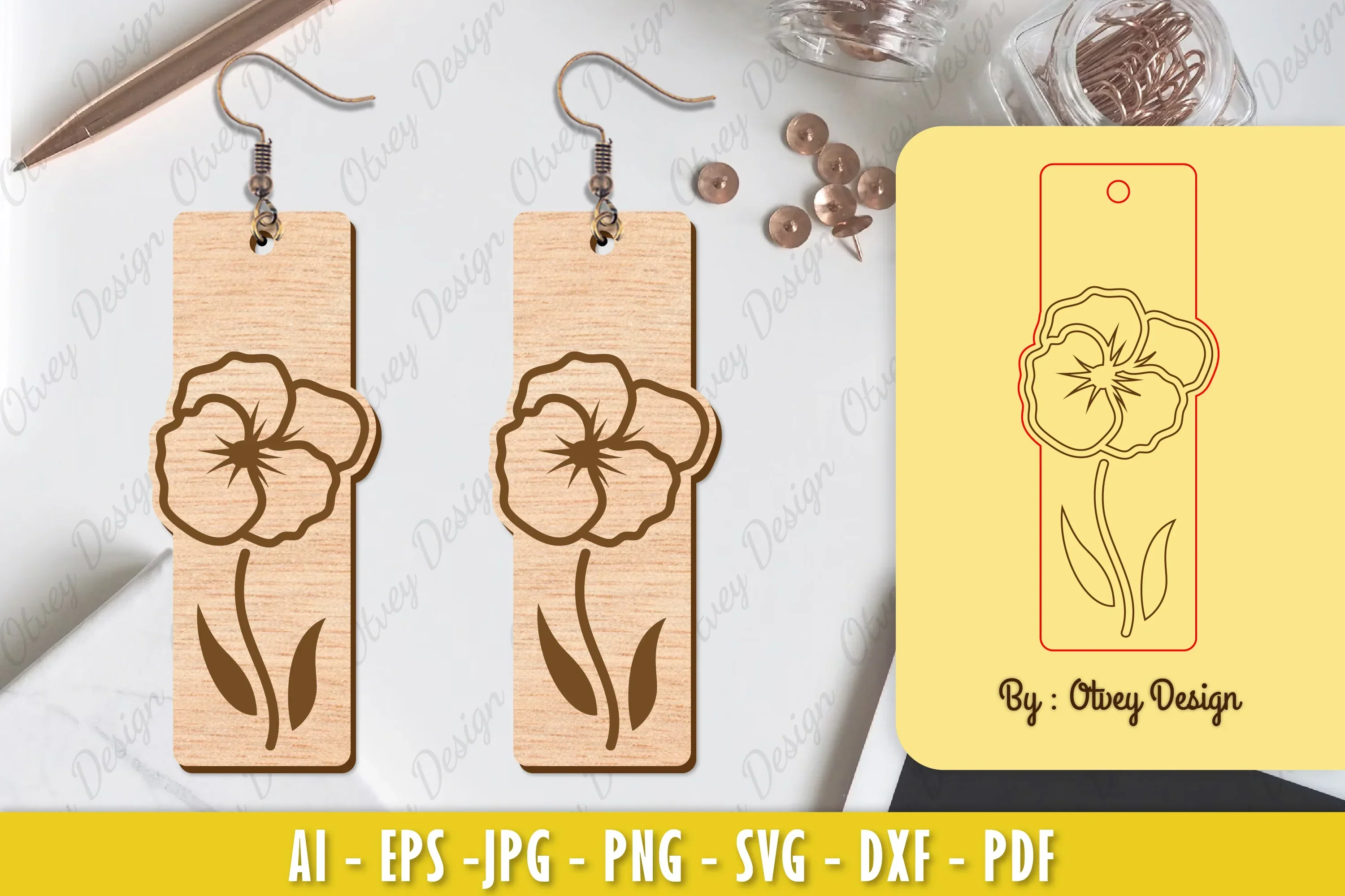 Flower Earring Laser Cut SVG Bundle