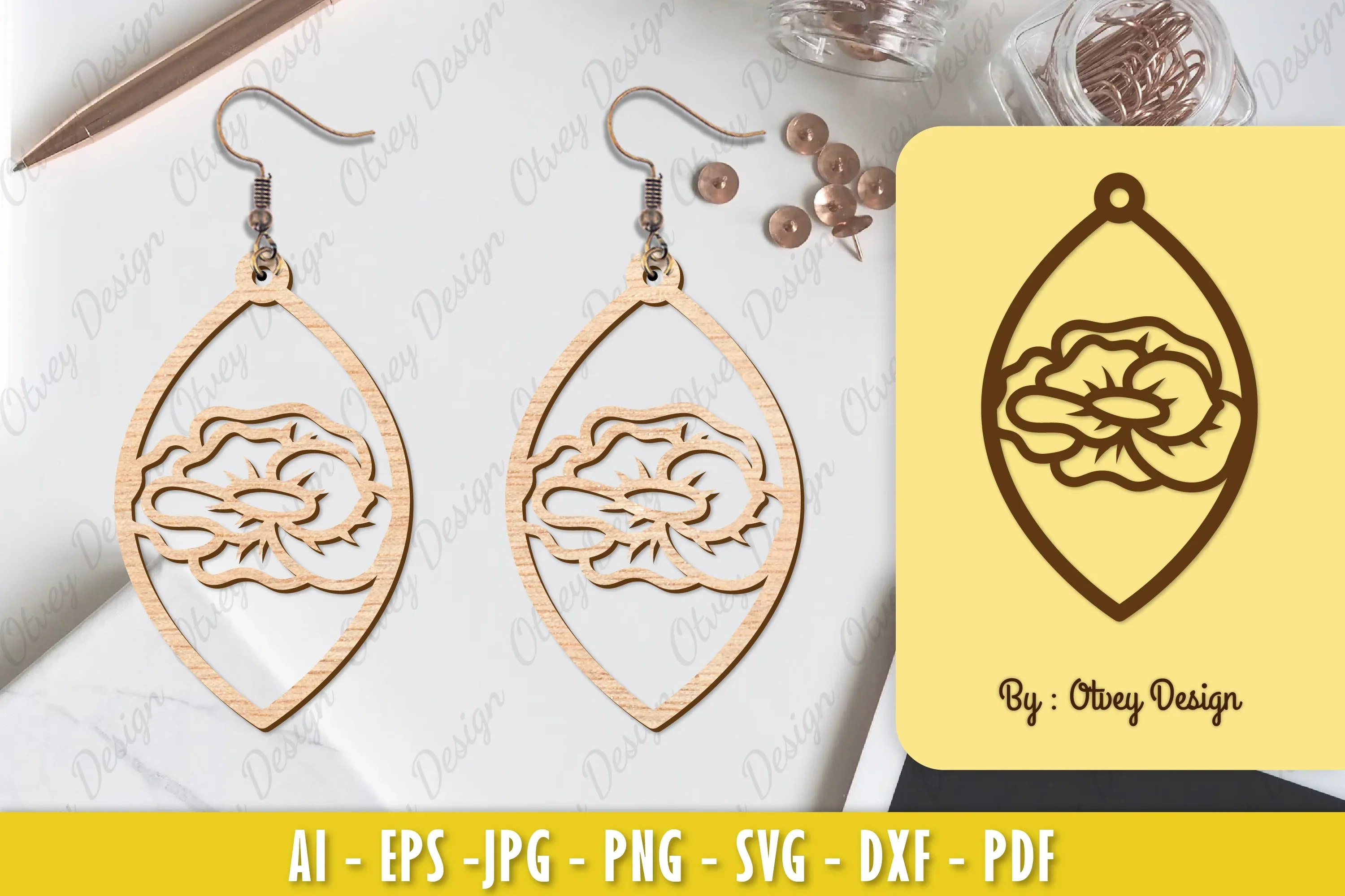 Flower Earring Laser Cut SVG Bundle