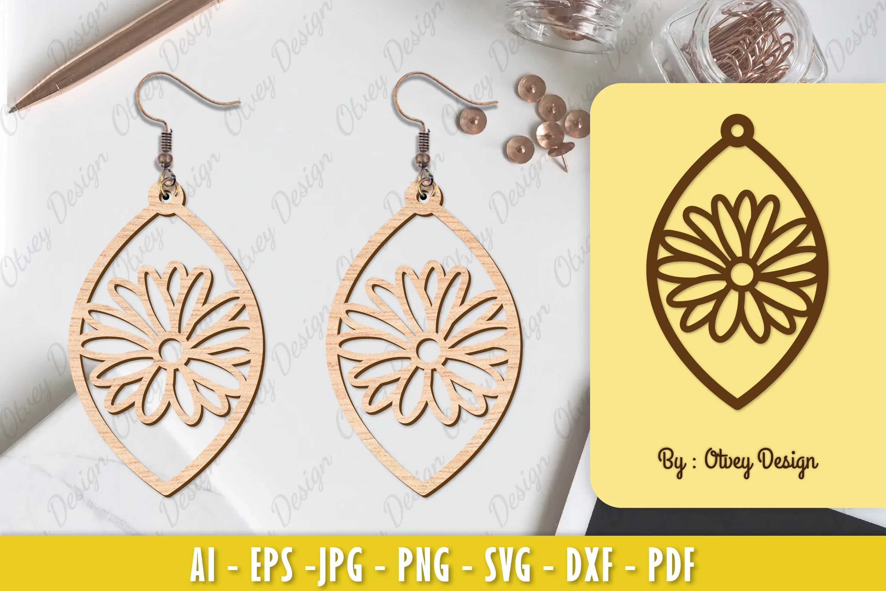 Flower Earring Laser Cut SVG Bundle