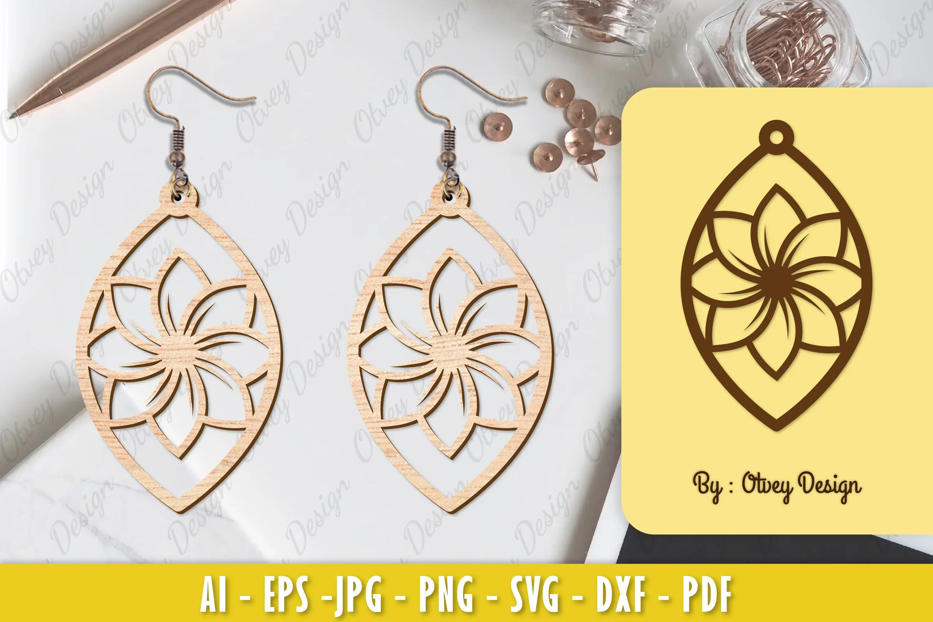 Flower Earring Laser Cut SVG Bundle
