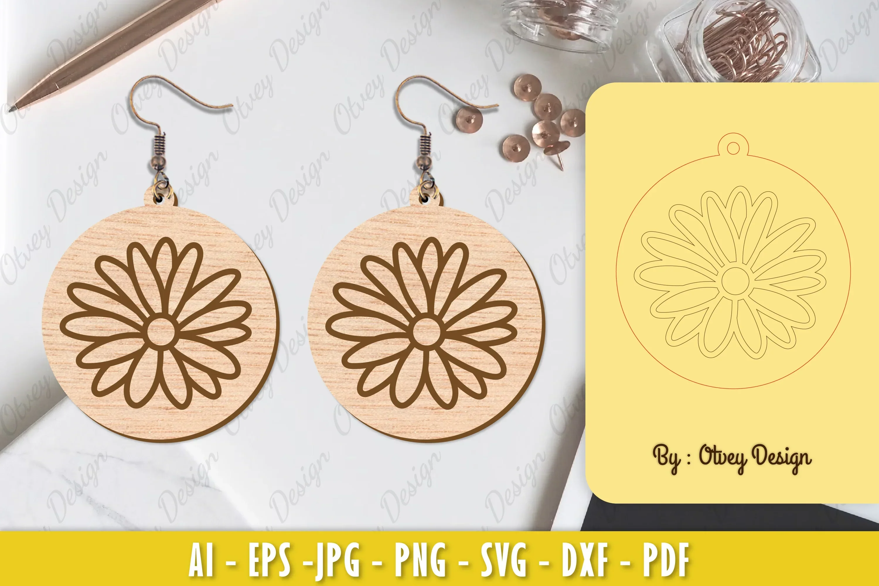 Flower Earring Laser Cut SVG Bundle