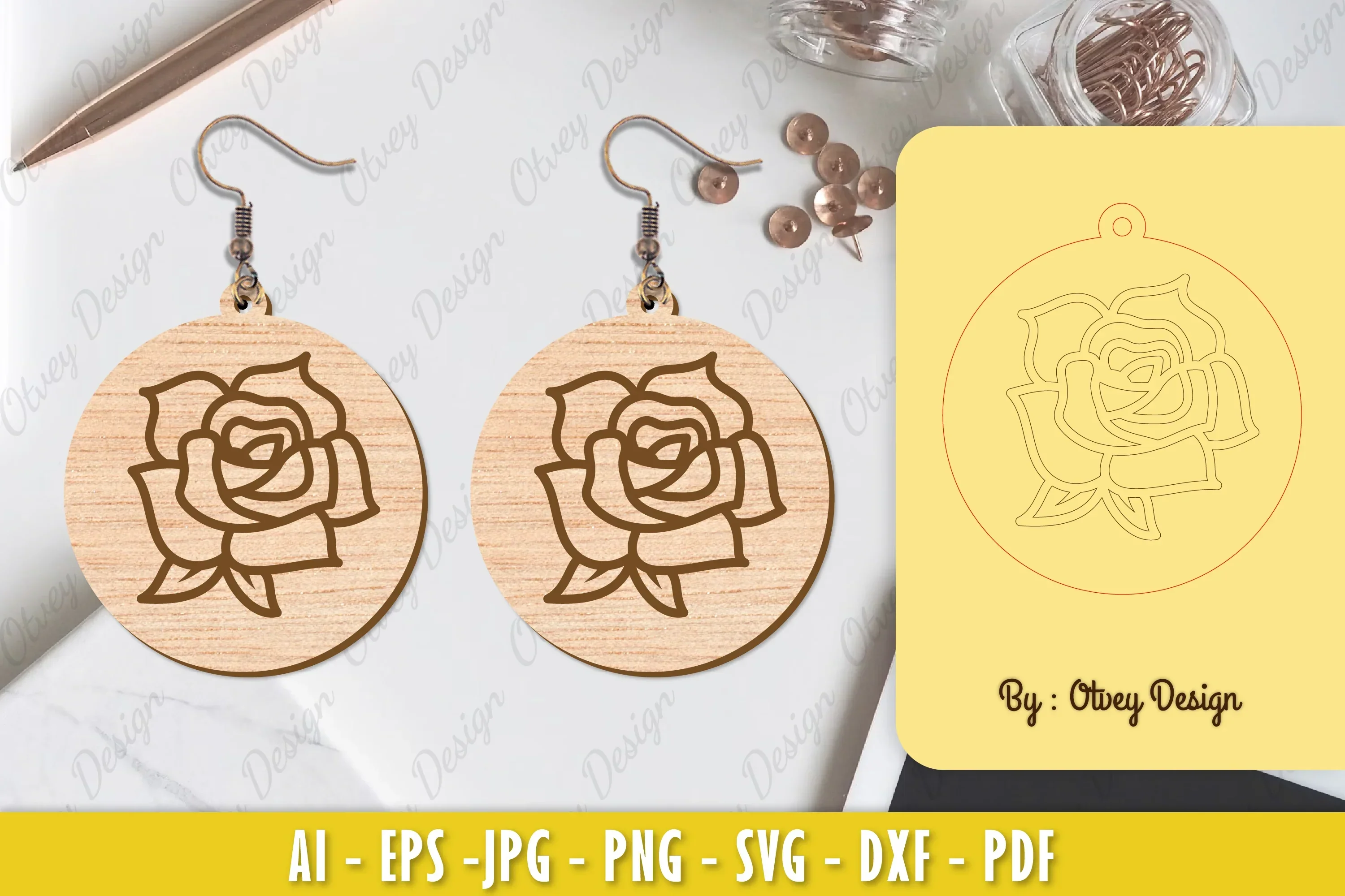 Flower Earring Laser Cut SVG Bundle