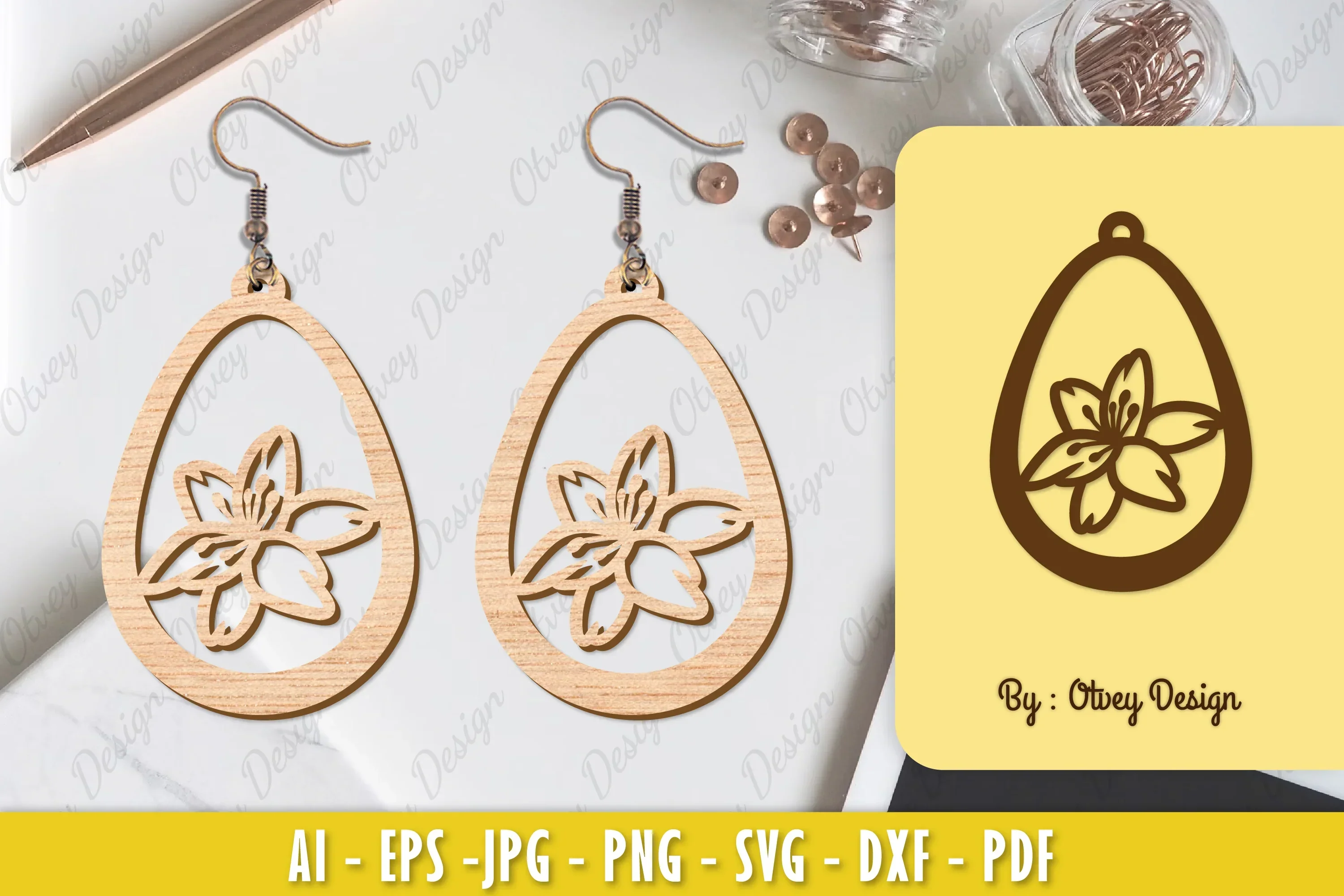 Flower Earring Laser Cut SVG Bundle