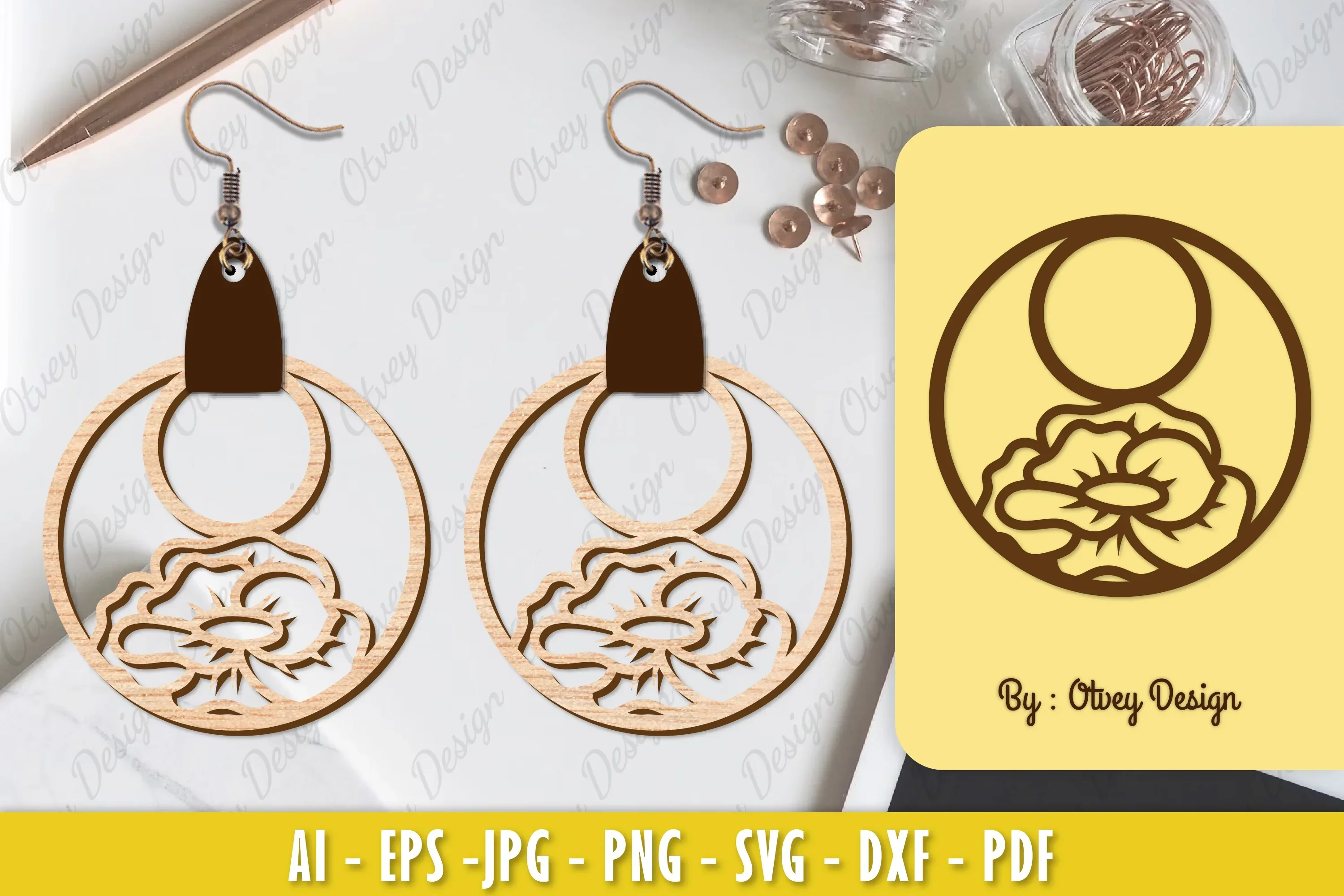 Flower Earring Laser Cut SVG Bundle