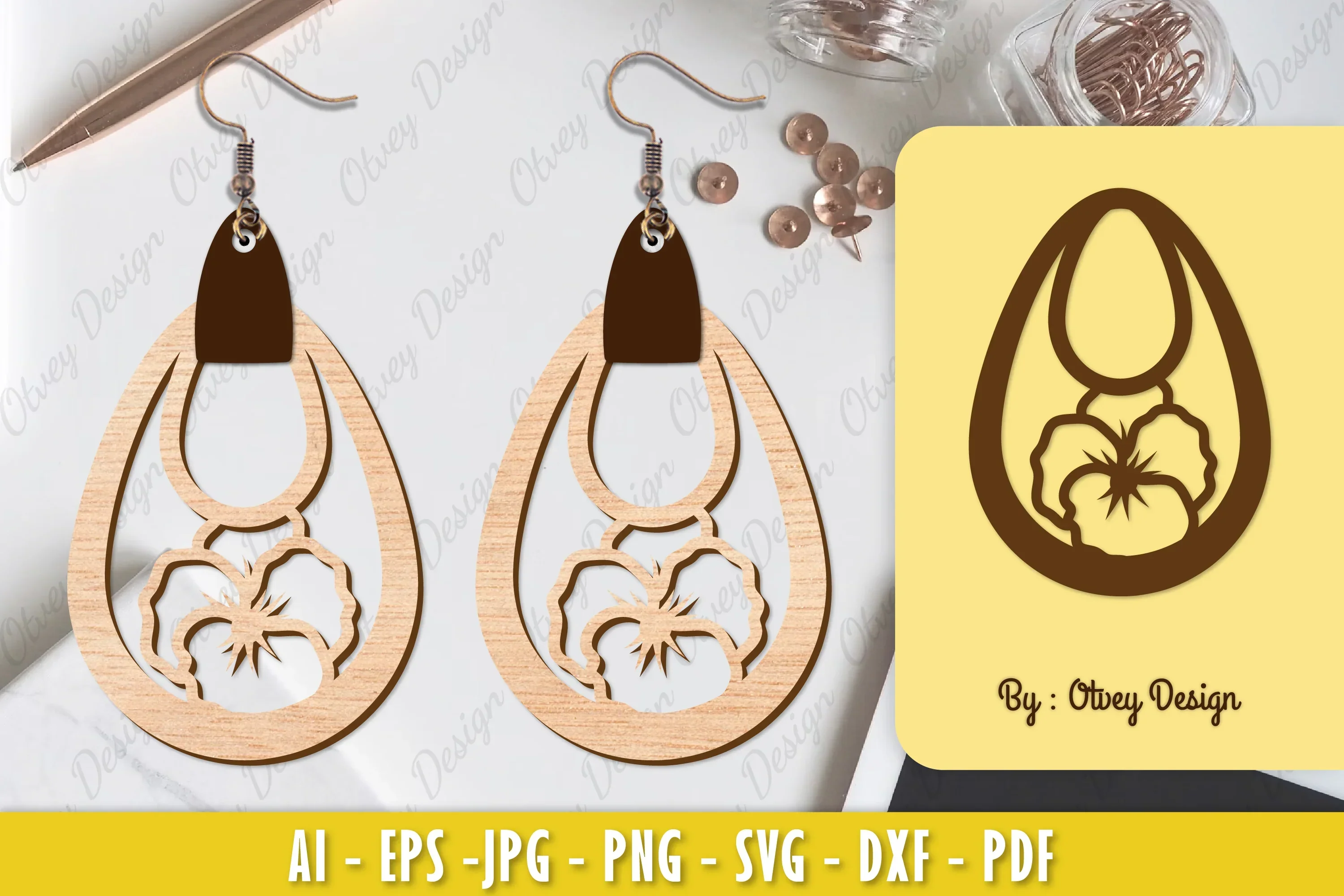 Flower Earring Laser Cut SVG Bundle