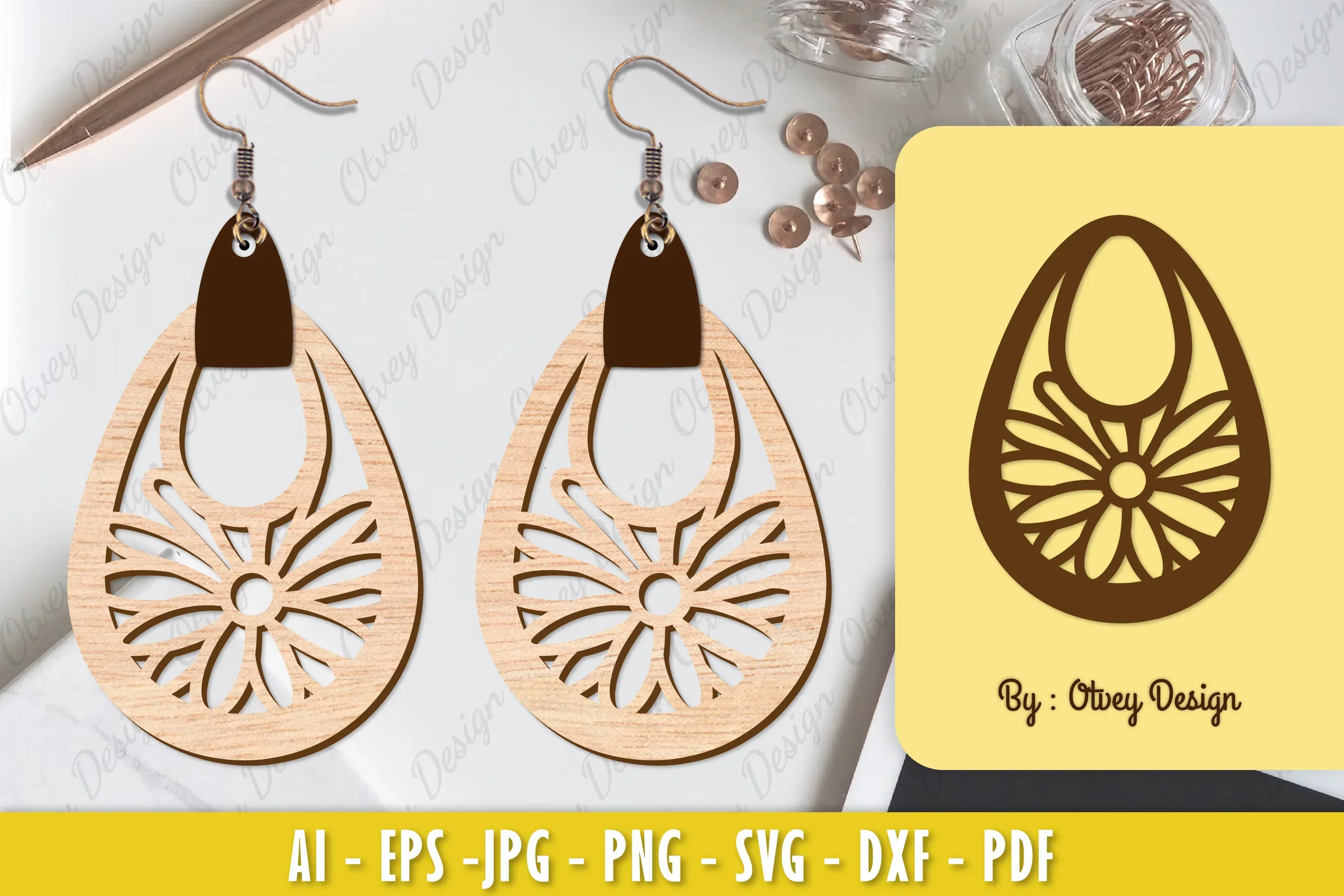 Flower Earring Laser Cut SVG Bundle