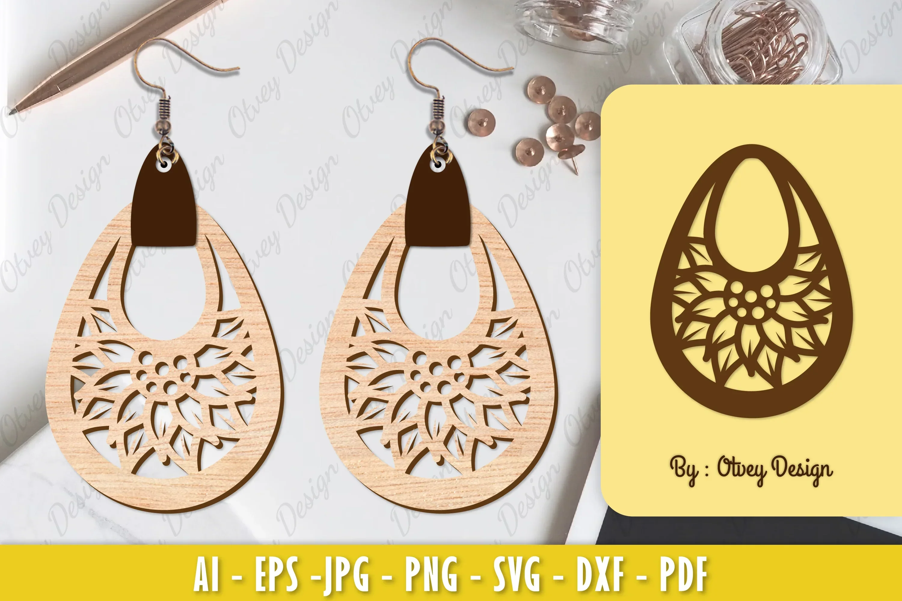 Flower Earring Laser Cut SVG Bundle