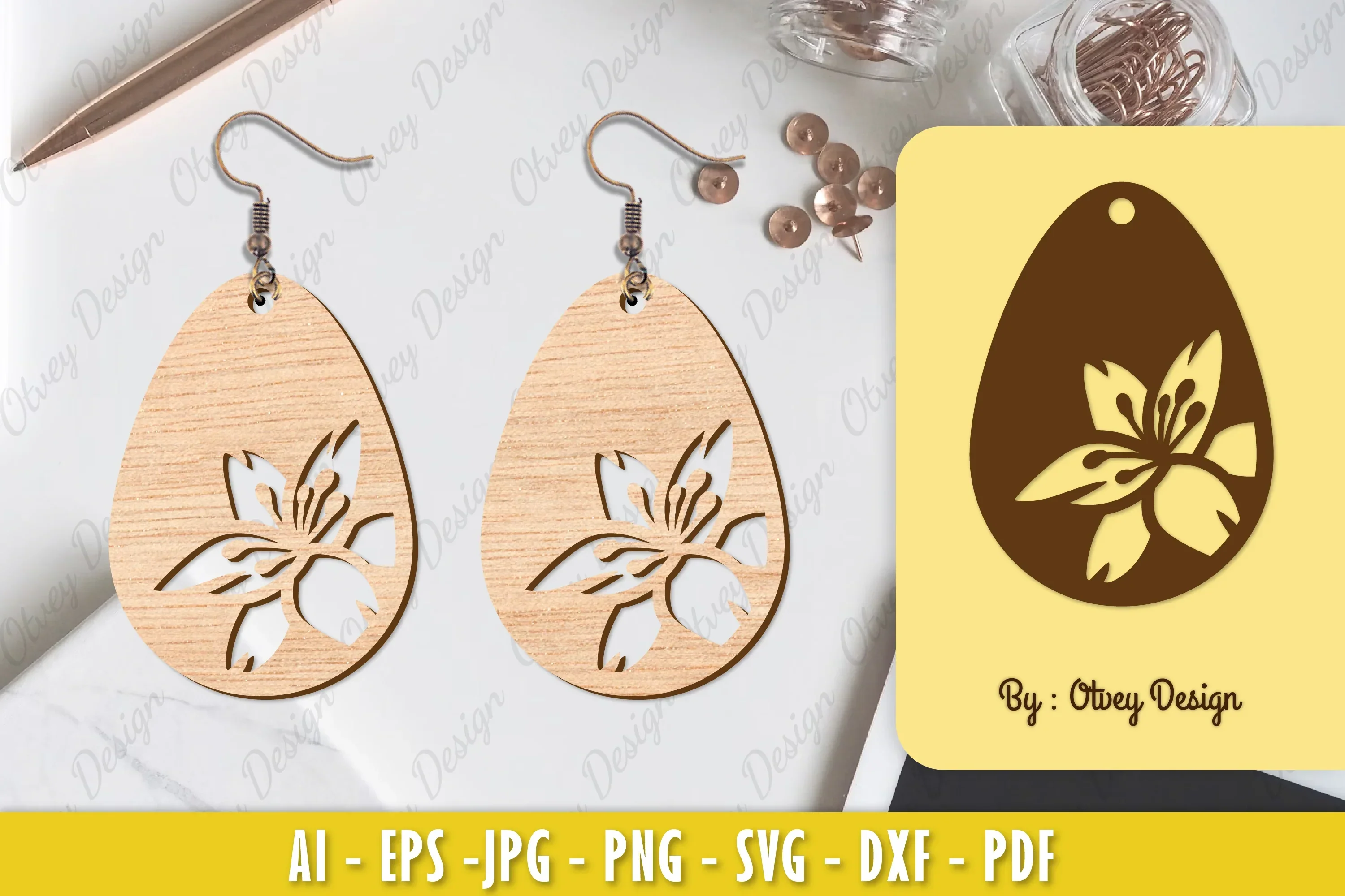 Flower Earring Laser Cut SVG Bundle