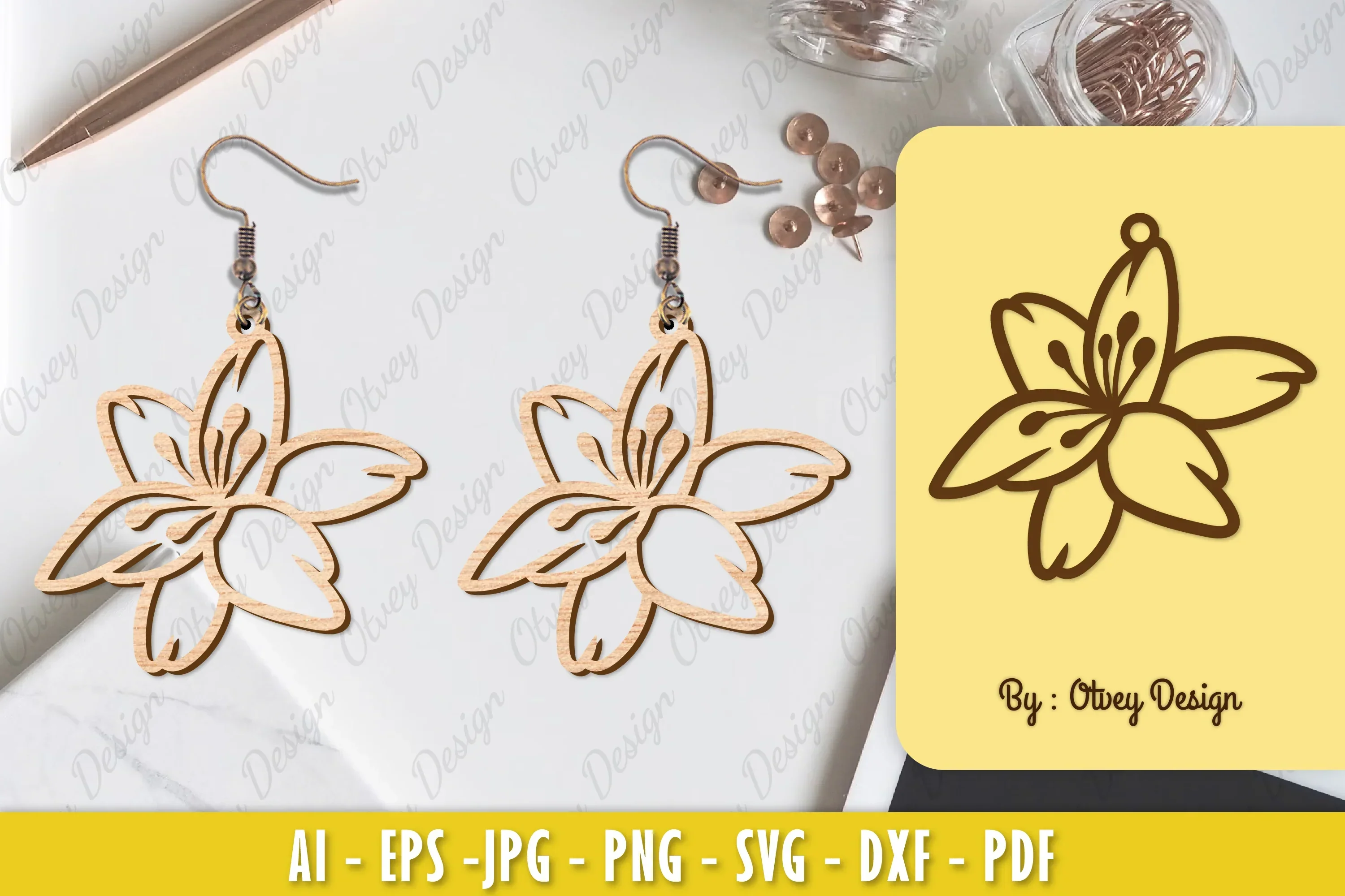 Flower Earring Laser Cut SVG Bundle