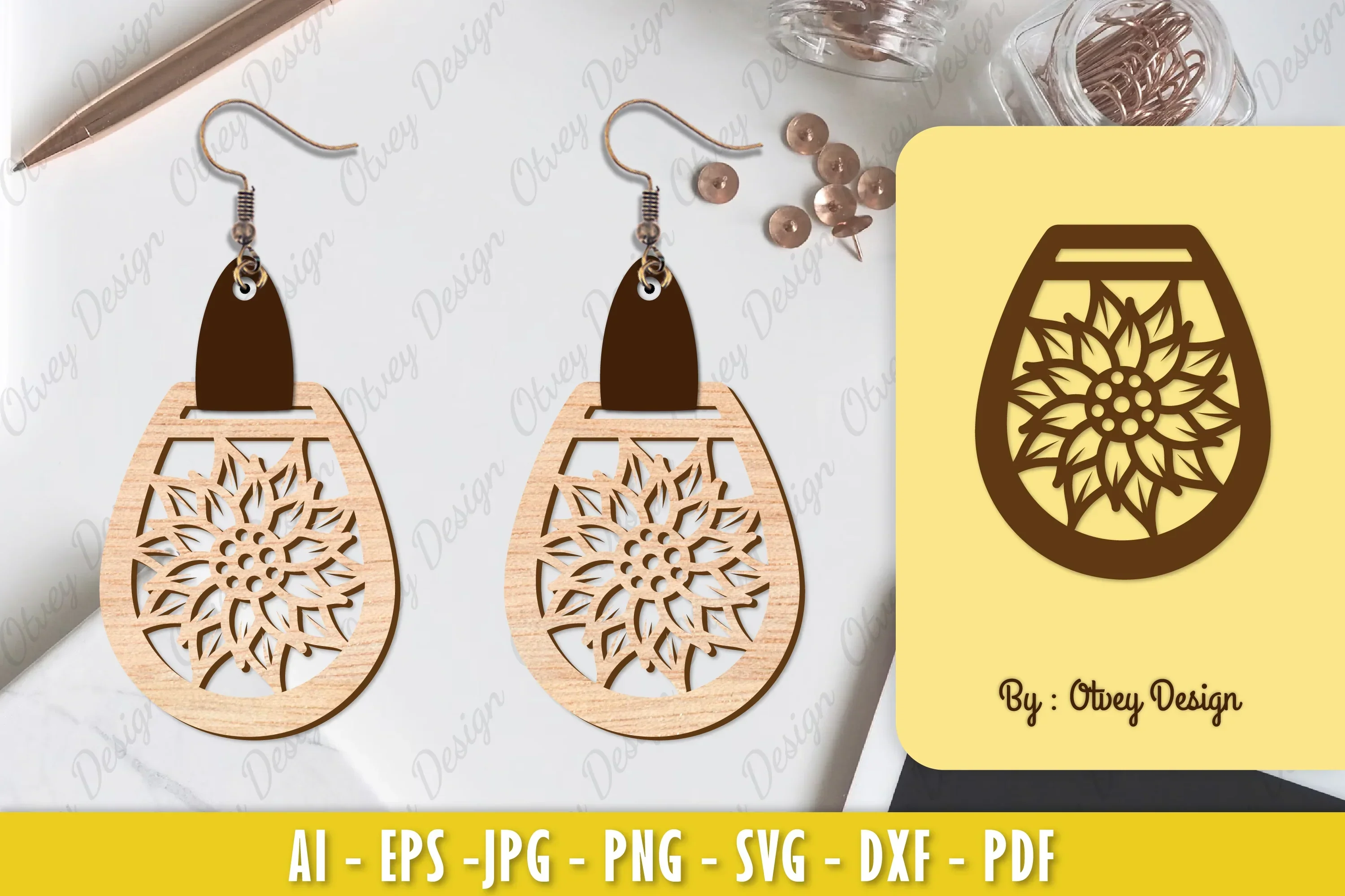 Flower Earring Laser Cut SVG Bundle