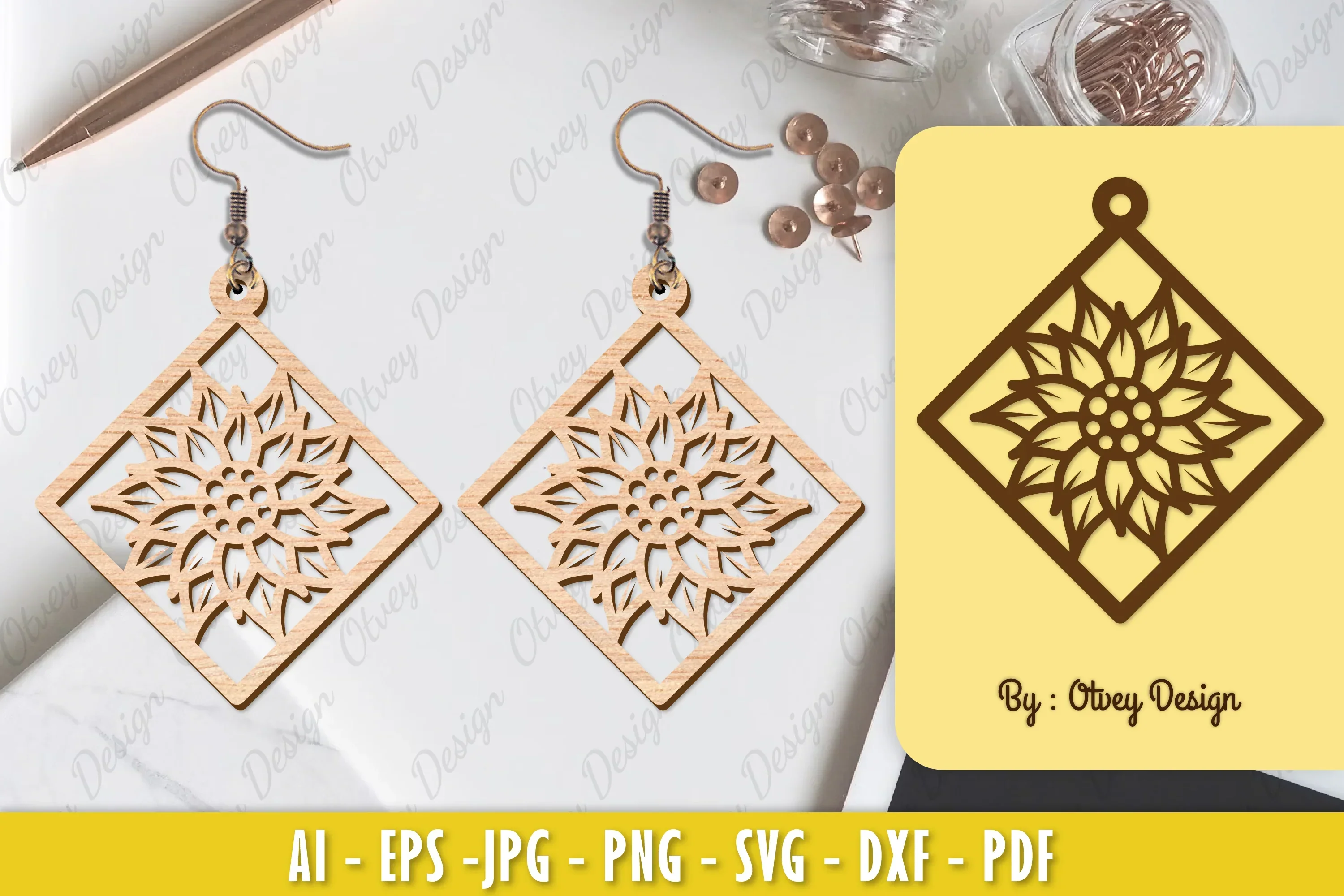 Flower Earring Laser Cut SVG Bundle