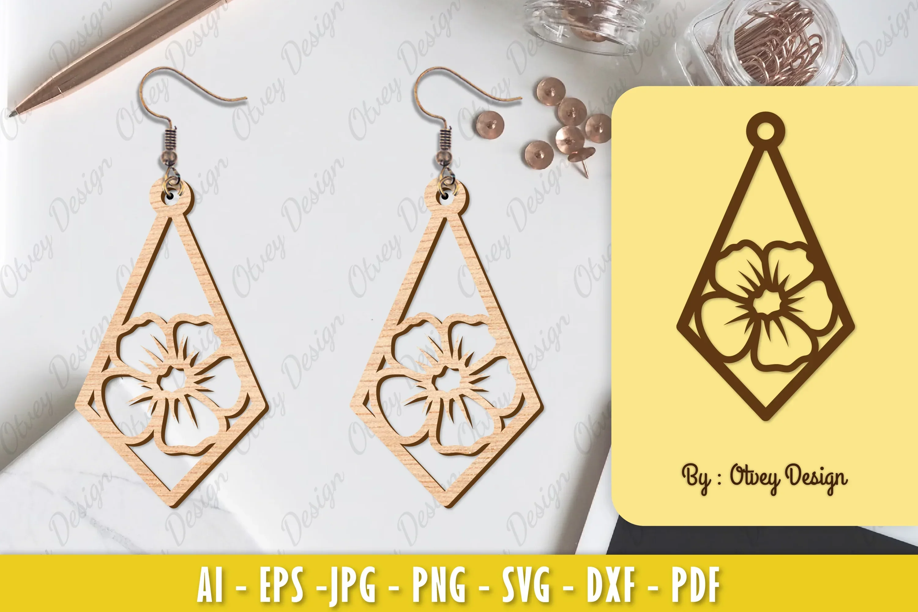 Flower Earring Laser Cut SVG Bundle