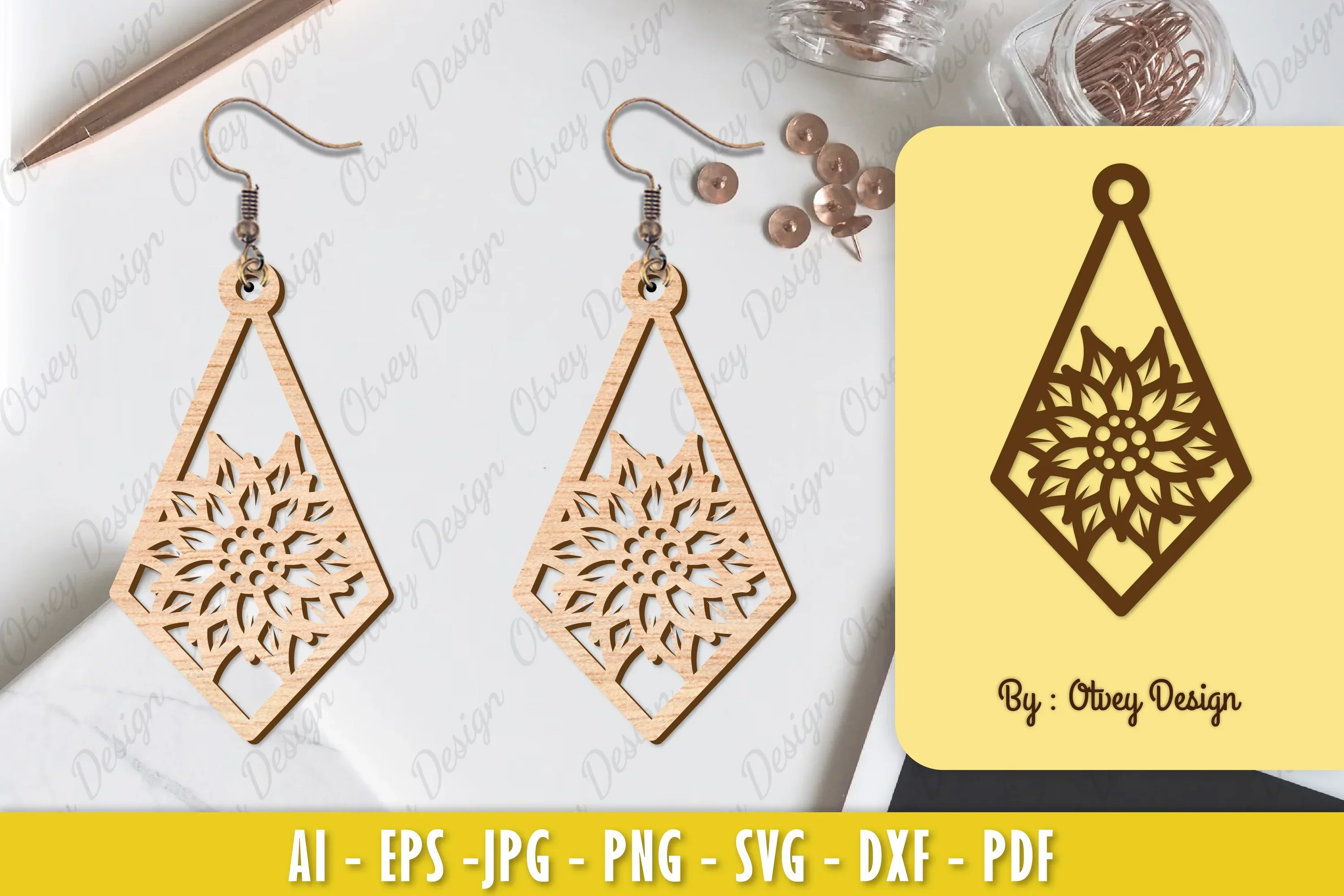 Flower Earring Laser Cut SVG Bundle