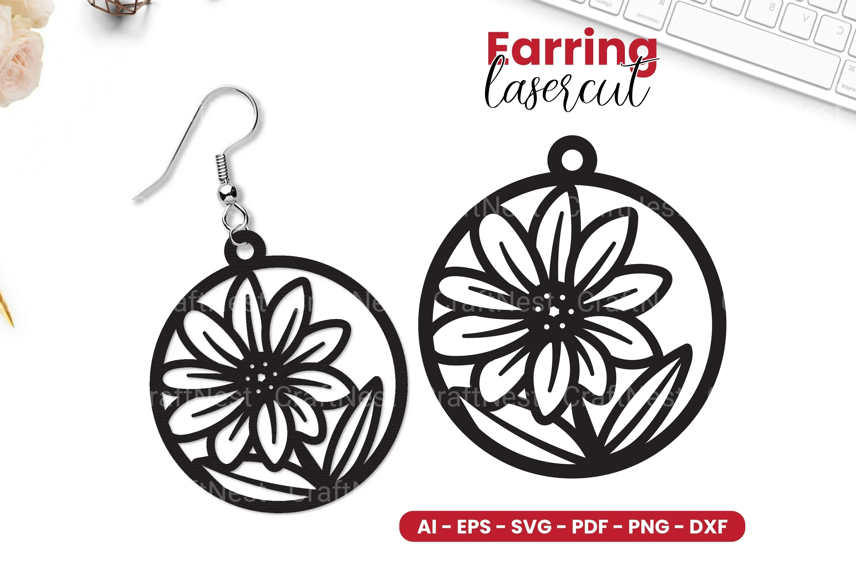 Flower Earring Lasercut SVG Bundle