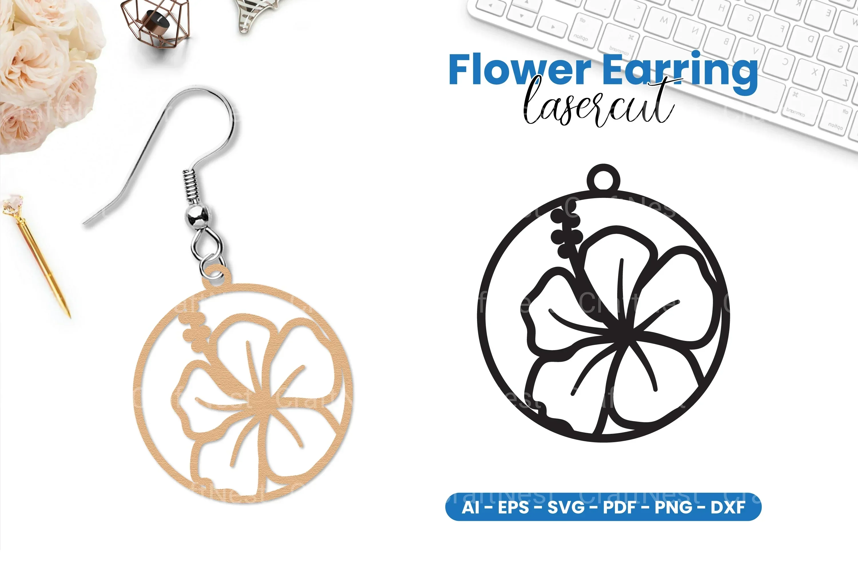 Flower Earring Lasercut SVG Bundle