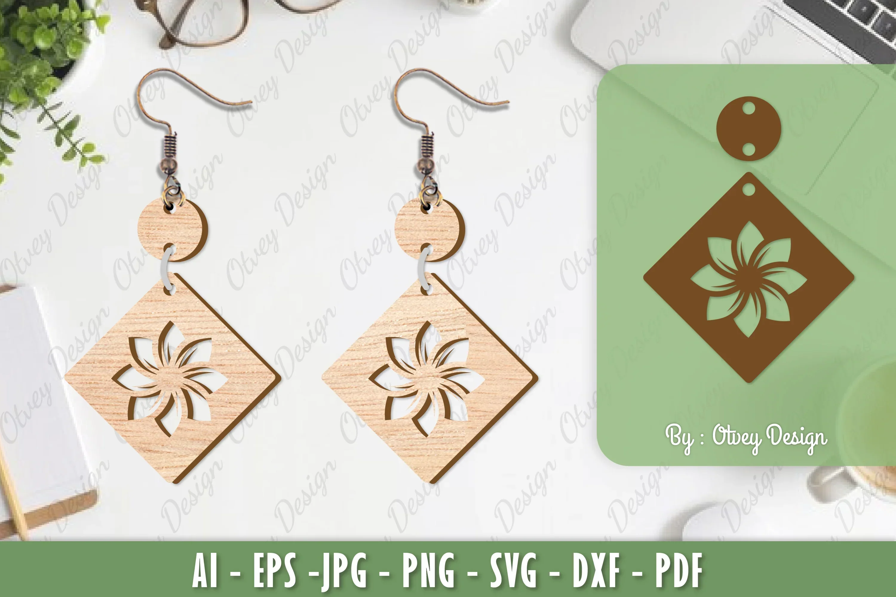 Flower Earrings Laser Cut SVG Bundle