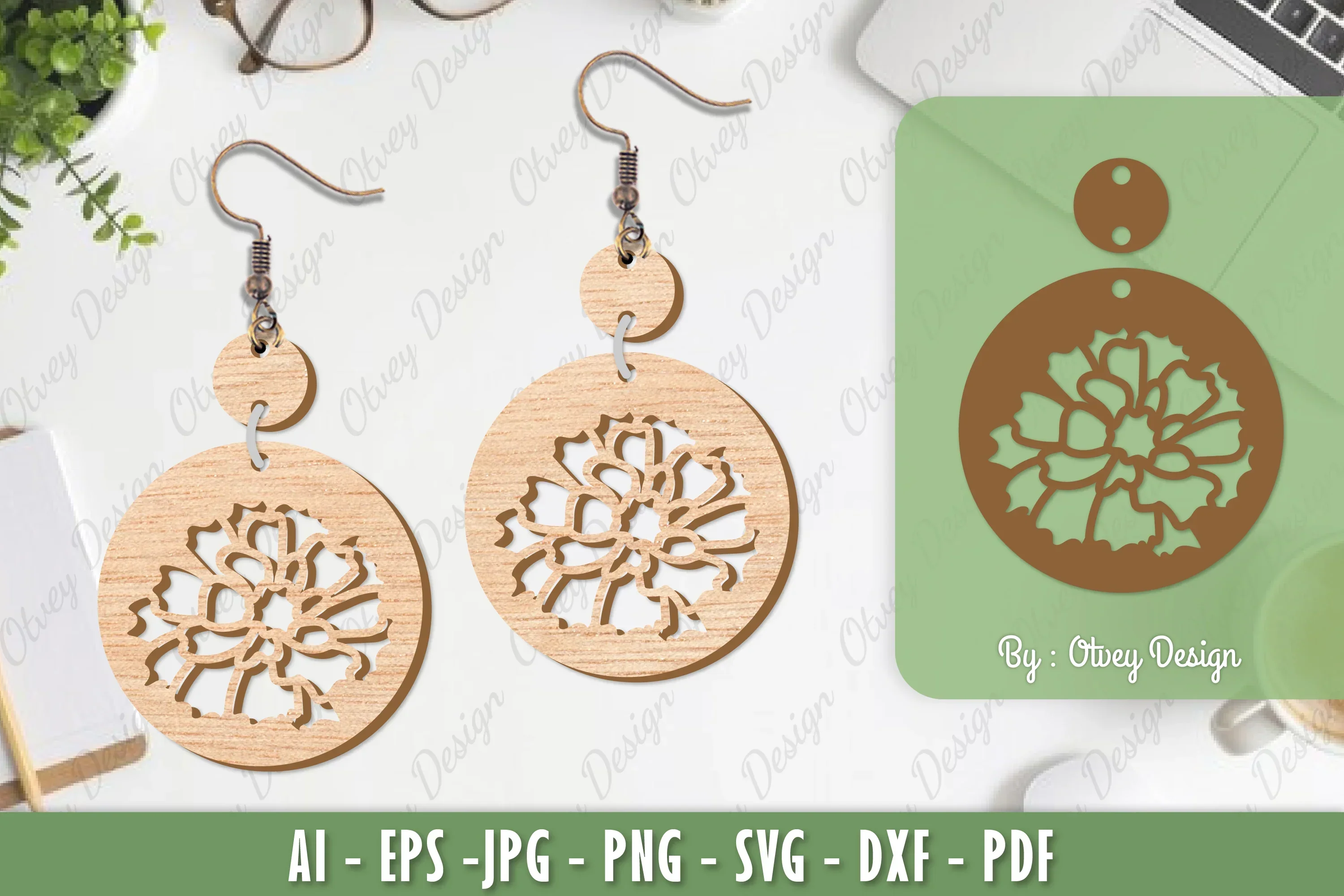 Flower Earrings Laser Cut SVG Bundle