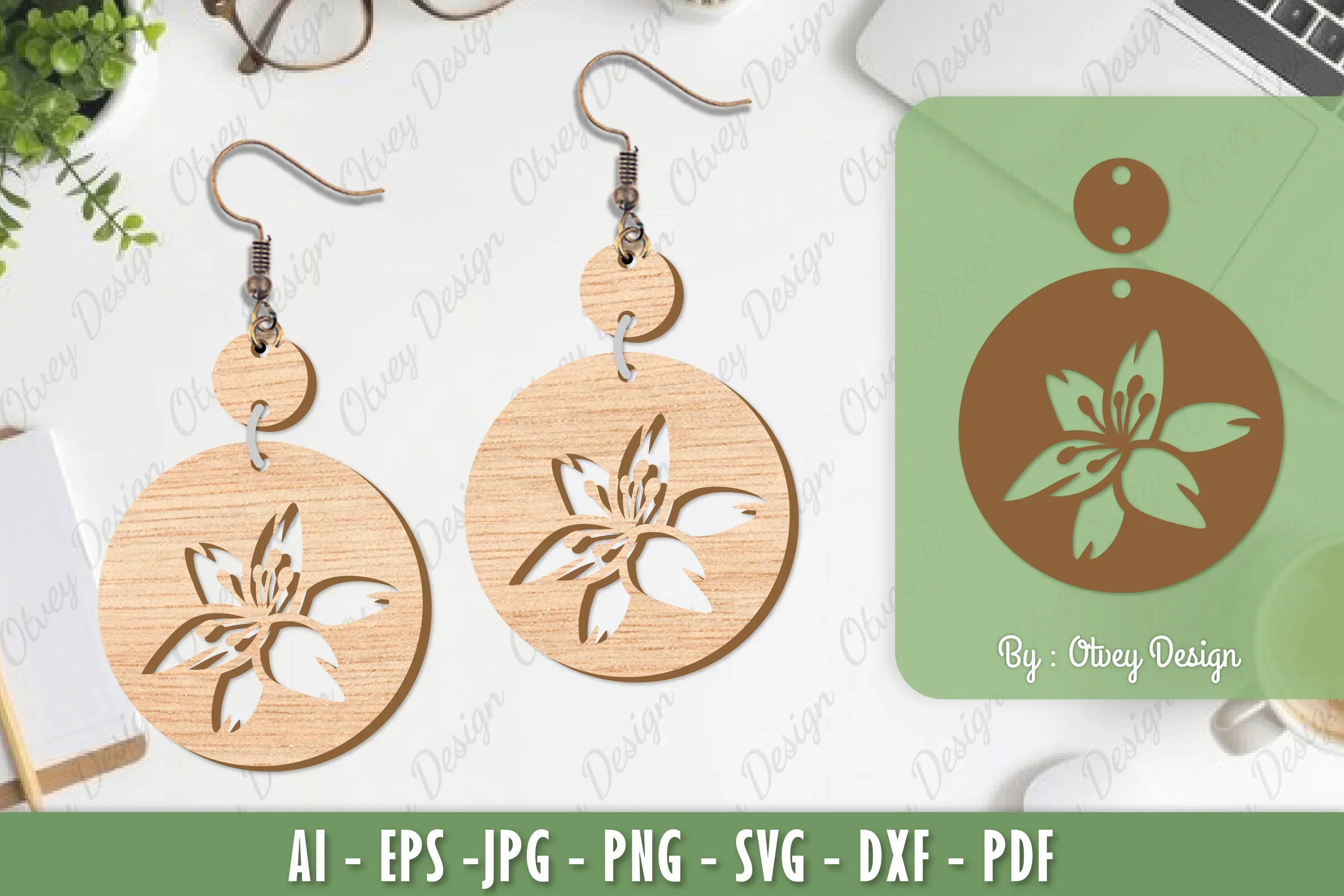 Flower Earrings Laser Cut SVG Bundle