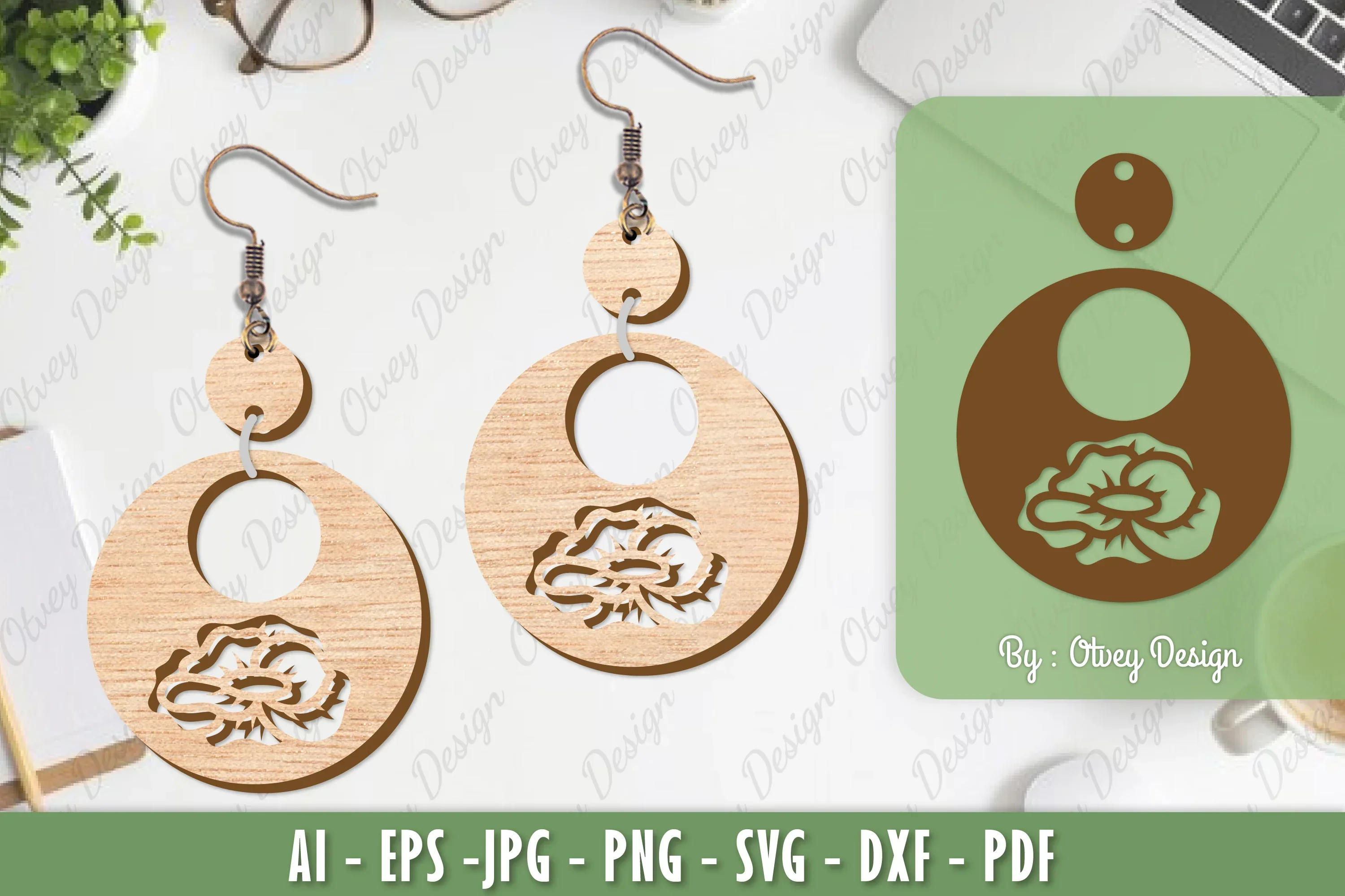 Flower Earrings Laser Cut SVG Bundle
