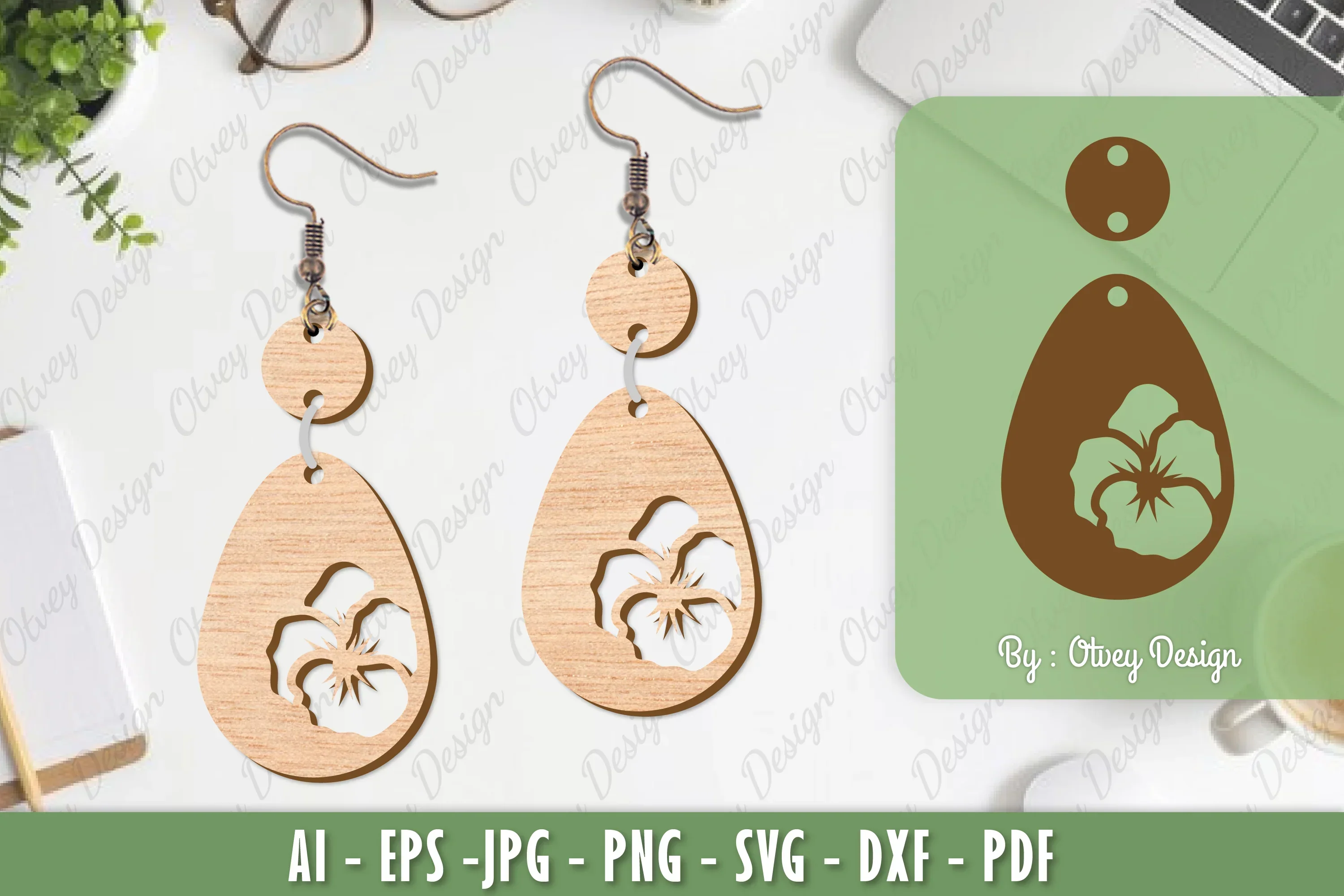 Flower Earrings Laser Cut SVG Bundle