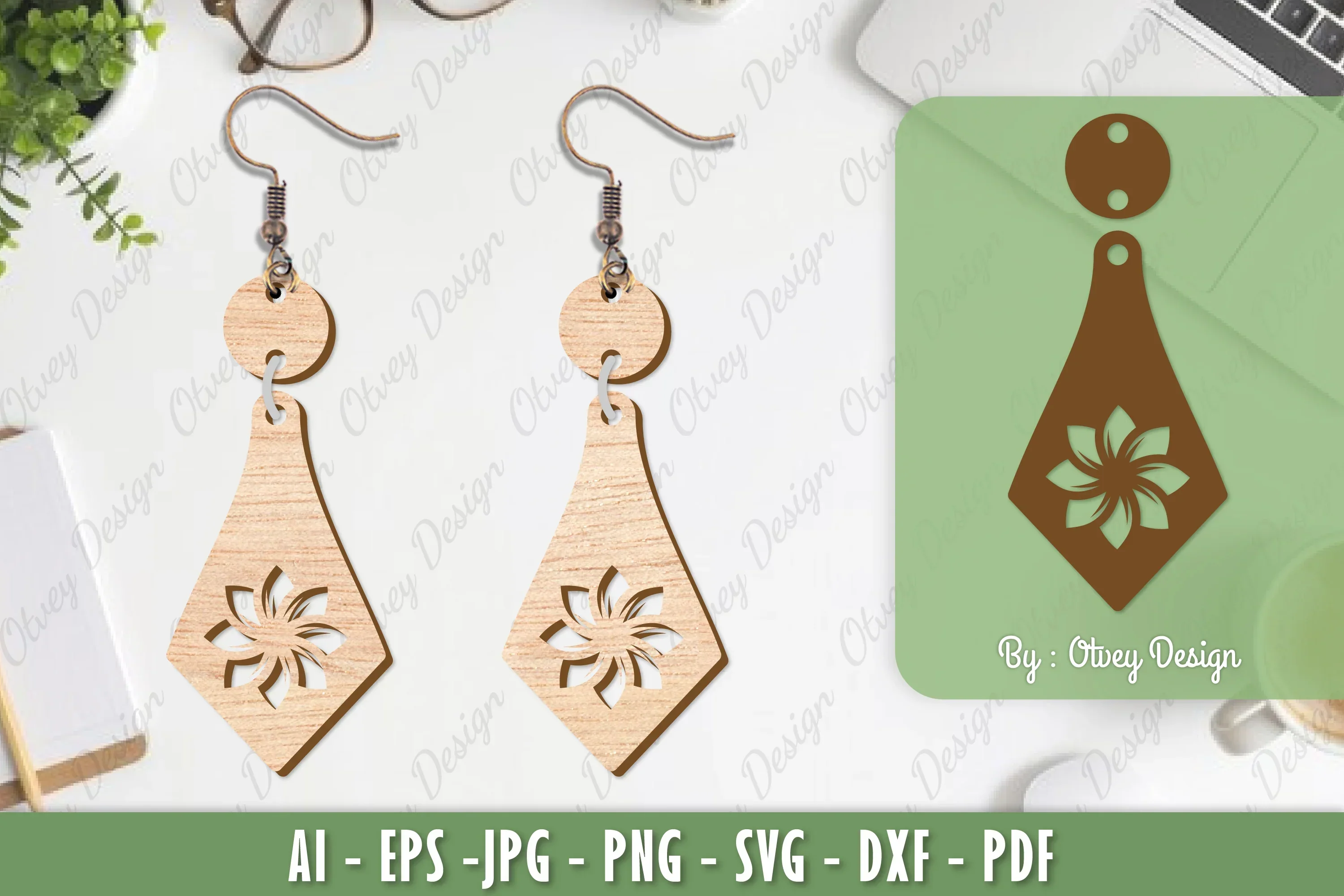 Flower Earrings Laser Cut SVG Bundle