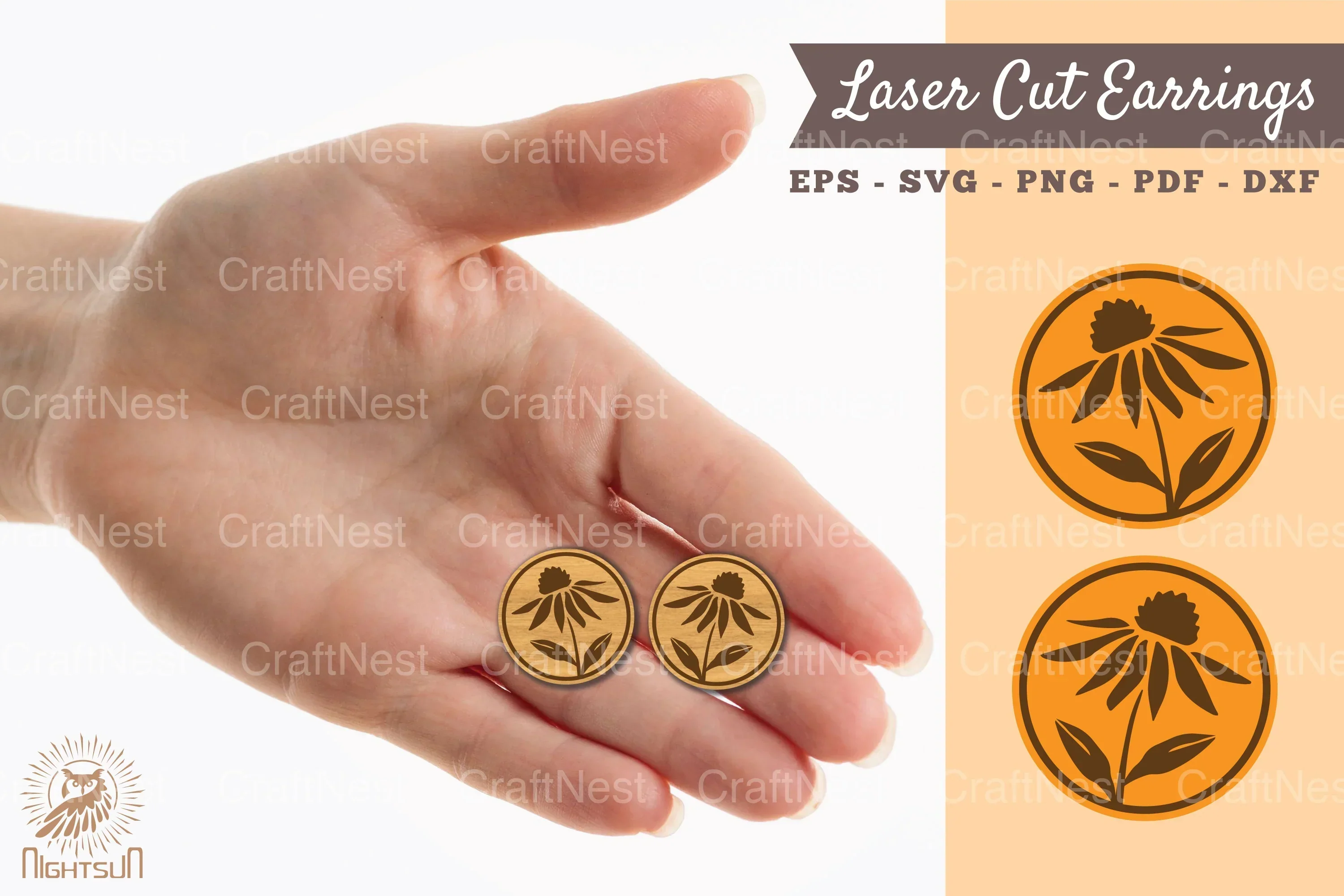 Flower Earrings Laser Cut SVG Bundle