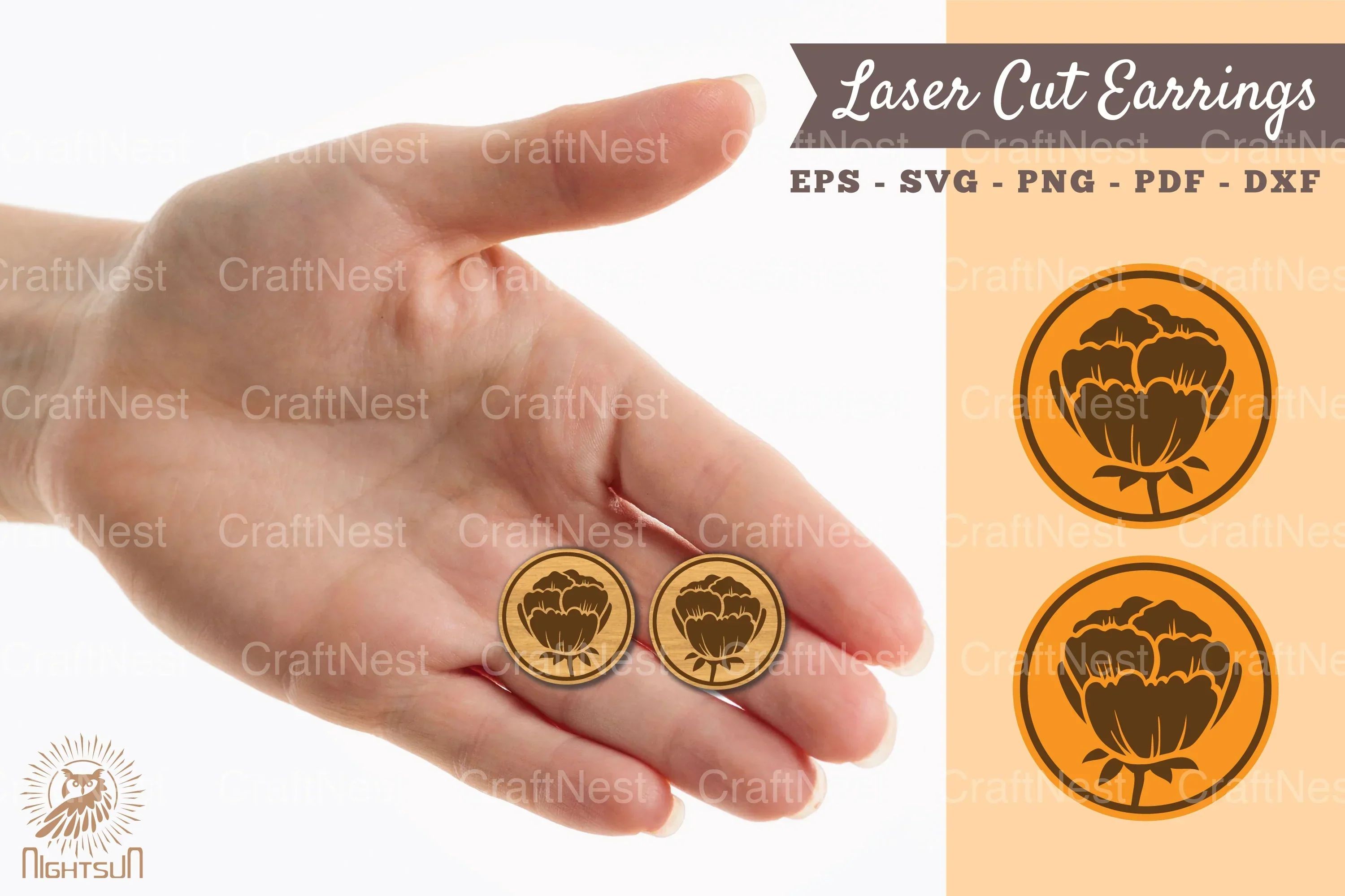 Flower Earrings Laser Cut SVG Bundle