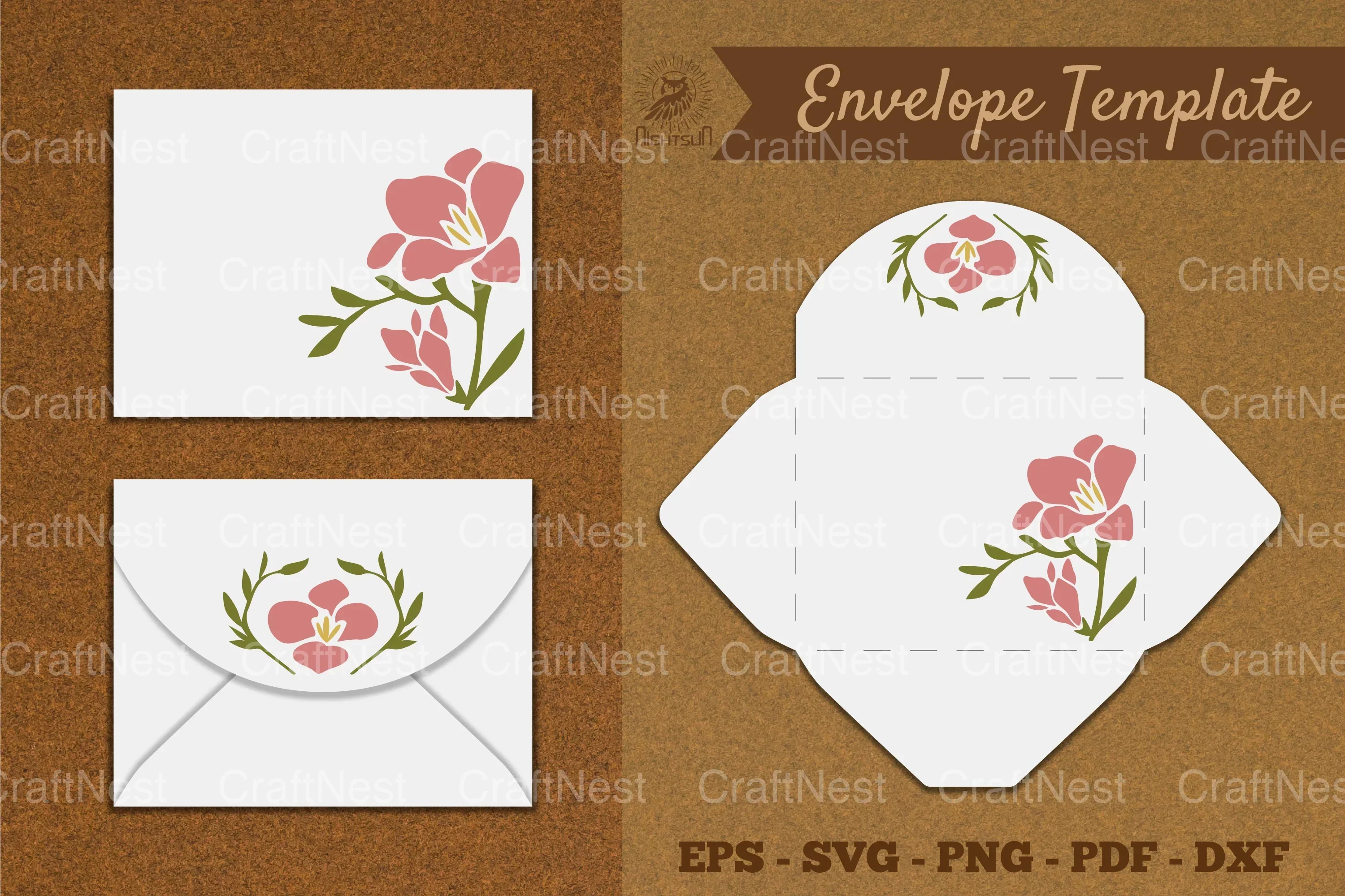 Flower Envelope Template SVG Bundle