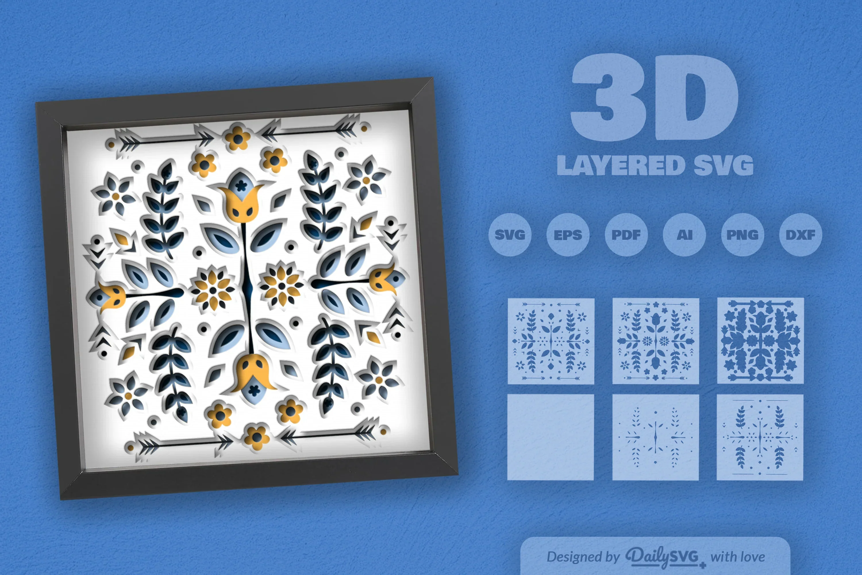 Flower Folk Art Papercut SVG Bundle - Image 2