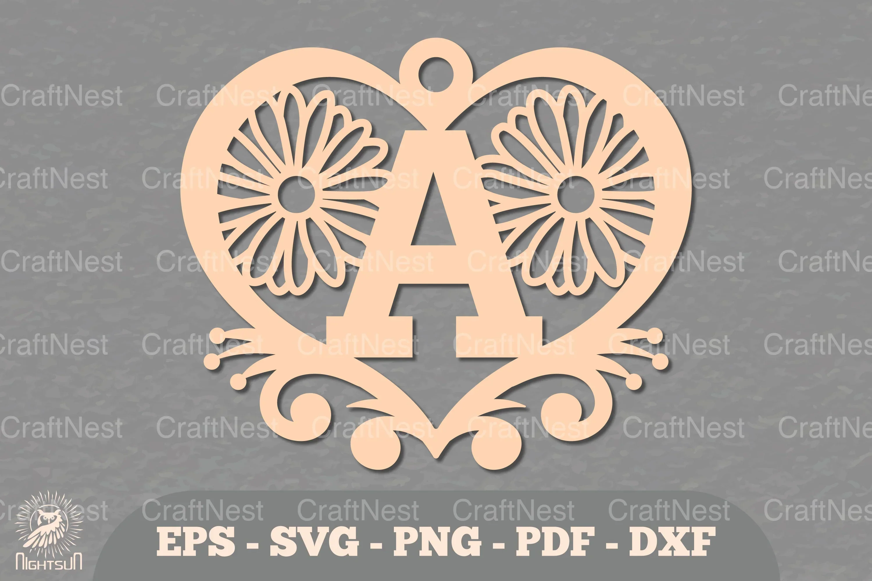 Flower Heart Alphabet Ornament - Letter A Clipart Bundle