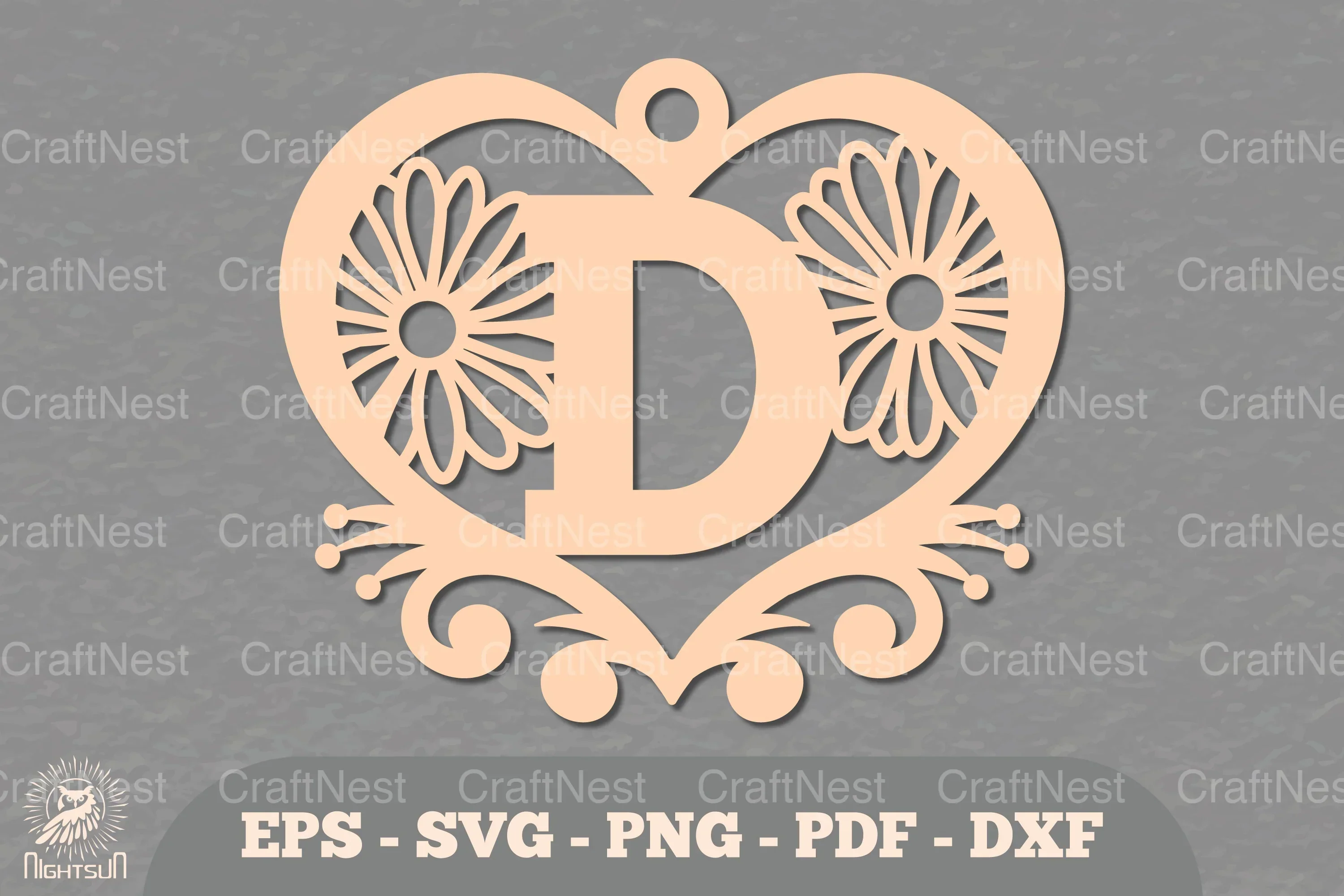 Flower Heart Alphabet Ornament - Letter D Clipart Bundle