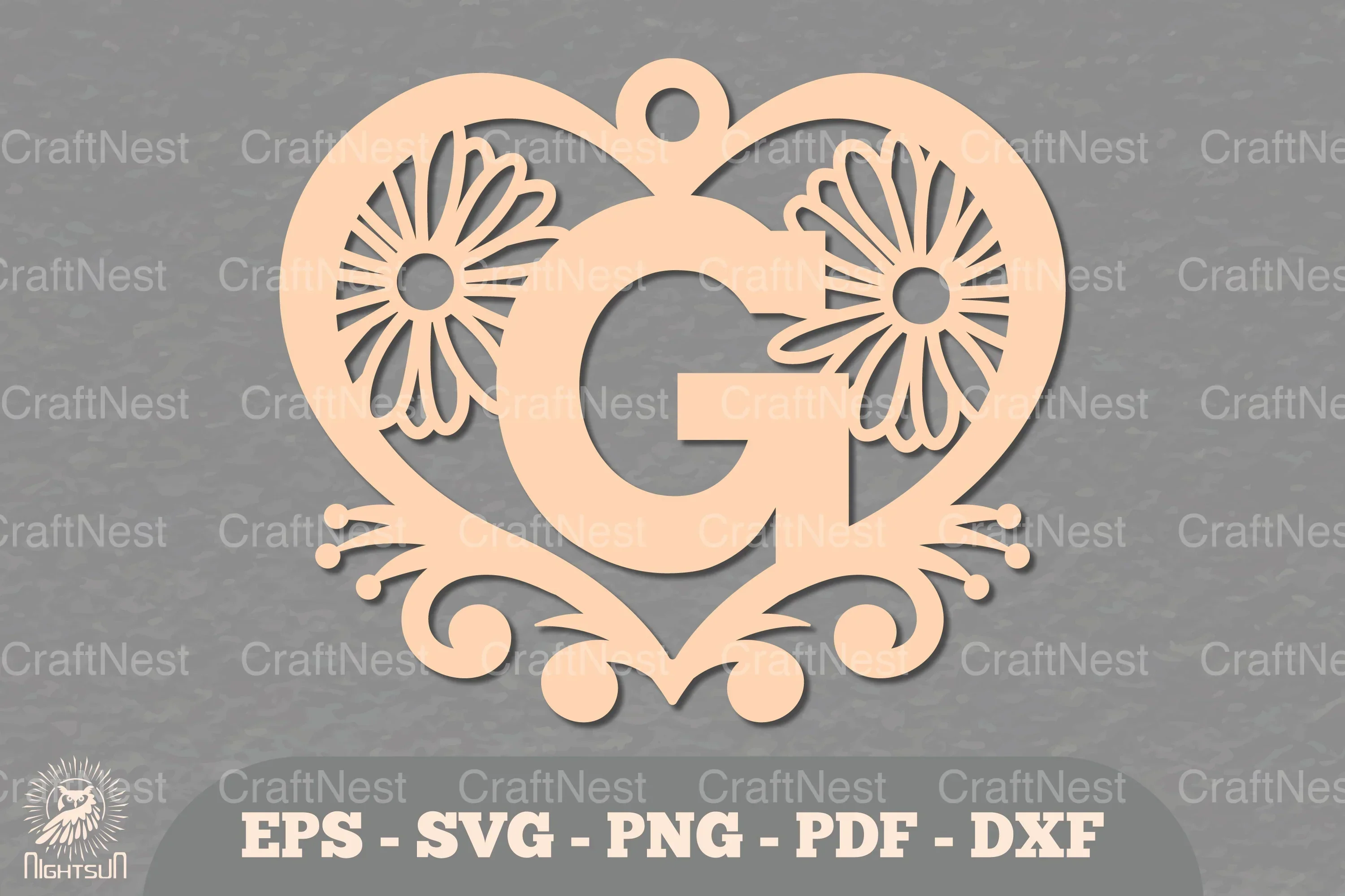 Flower Heart Alphabet Ornament - Letter G Clipart Bundle