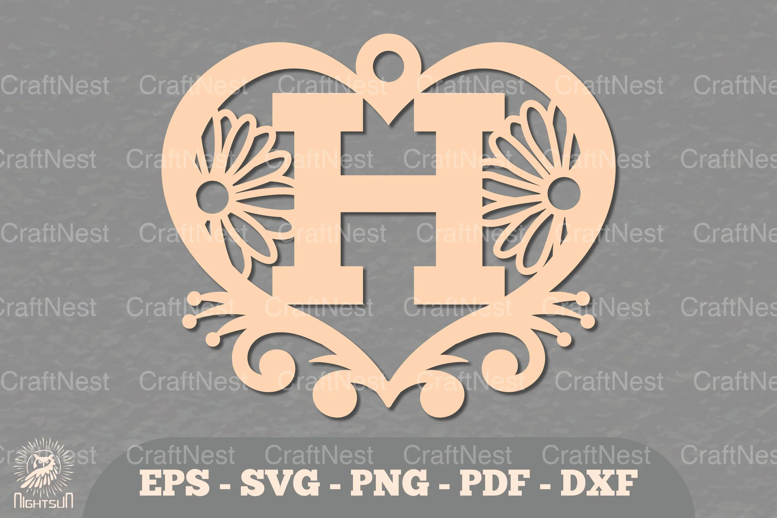 Flower Heart Alphabet Ornament Letter H Clipart Bundle