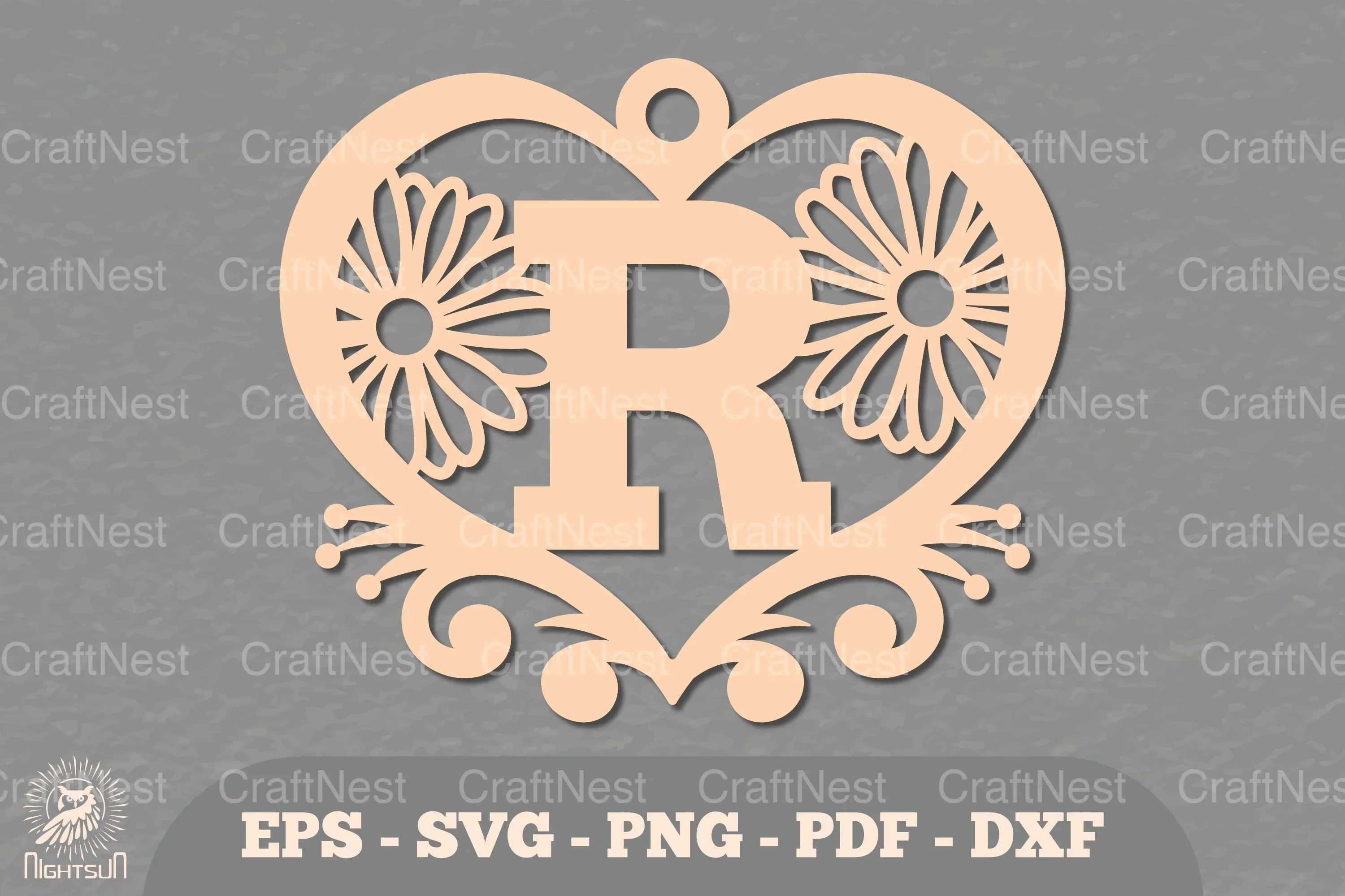 Flower Heart Alphabet Ornament - Letter R Clipart Bundle