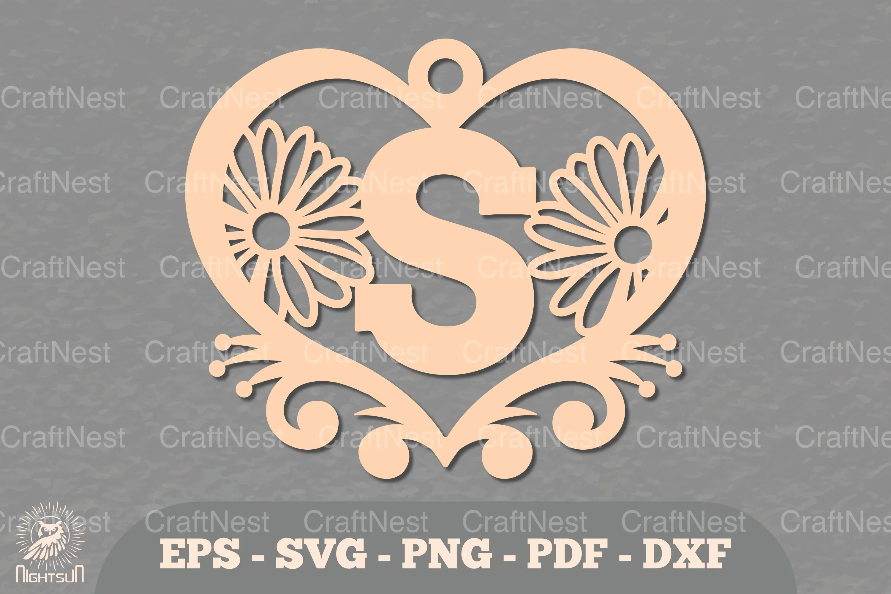 Flower Heart Alphabet Ornament - Letter S Clipart Bundle