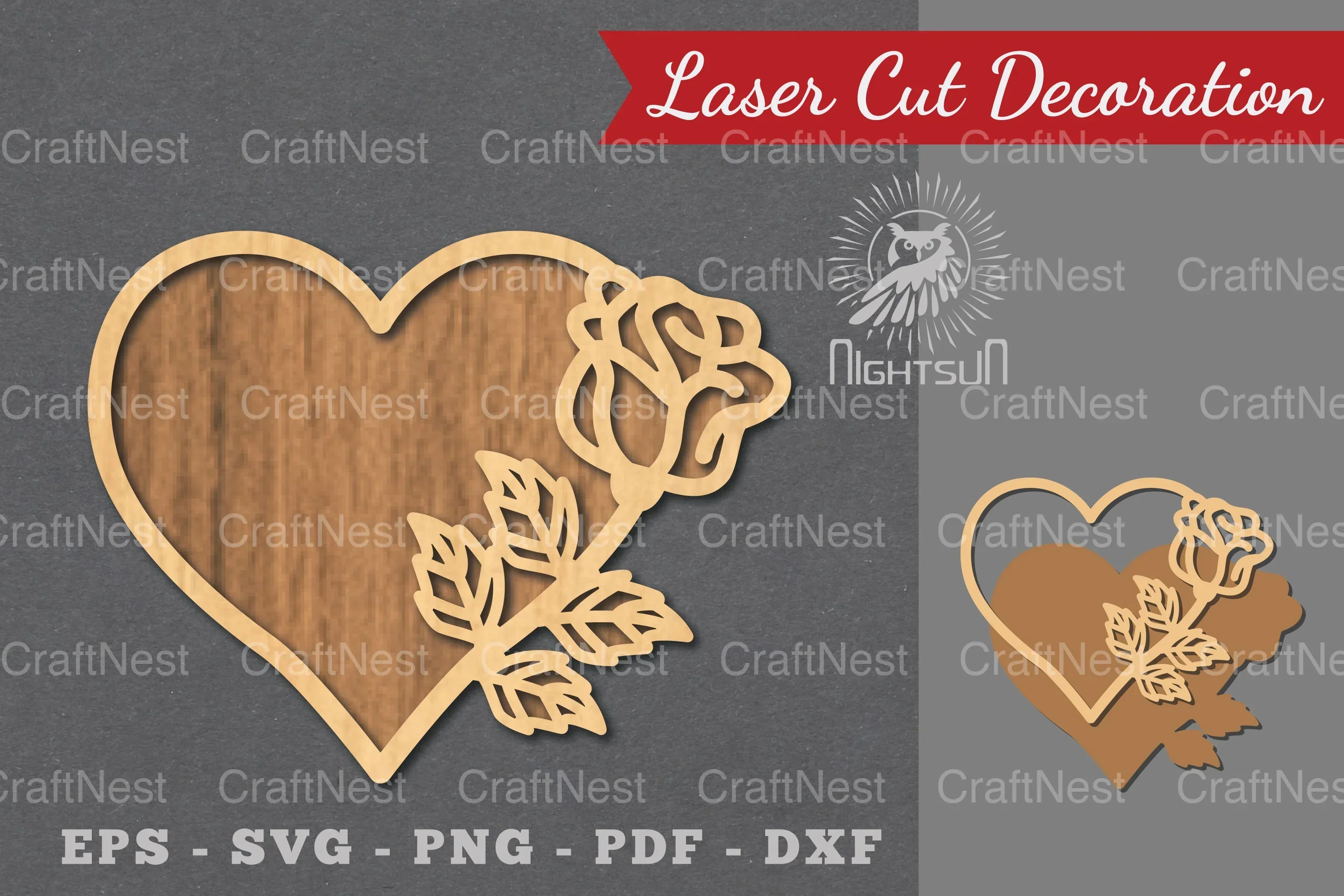 Flower Heart Laser Cut Decoration Clipart Bundle